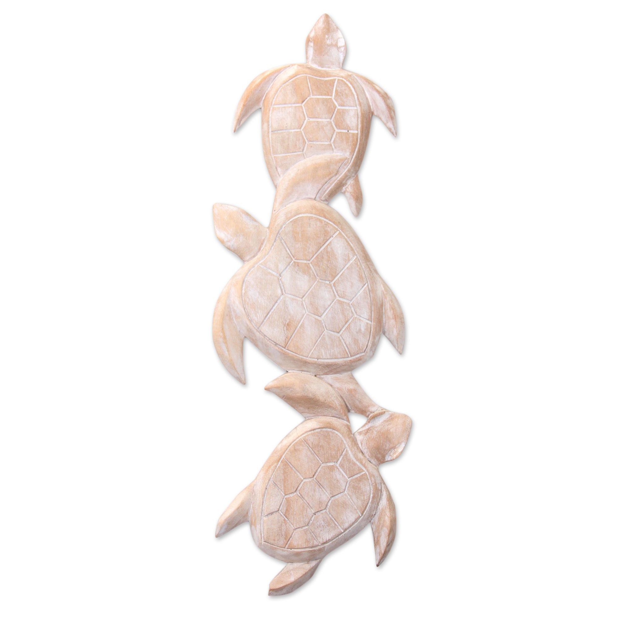 Premium Vintage Sea Turtle Trio - Handcrafted Suar Wood Wall Art