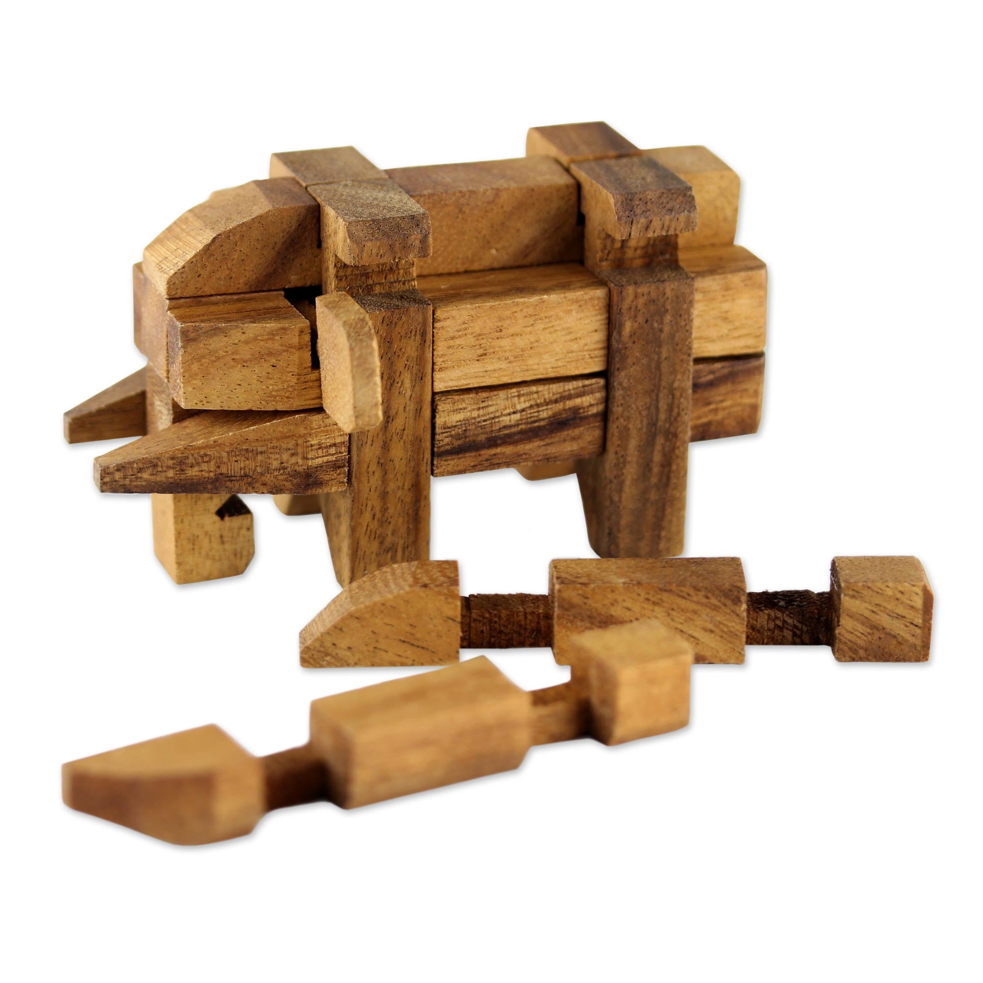 Premium Raintree Wood Elephant Puzzle - Ultimate Kumiki Challenge