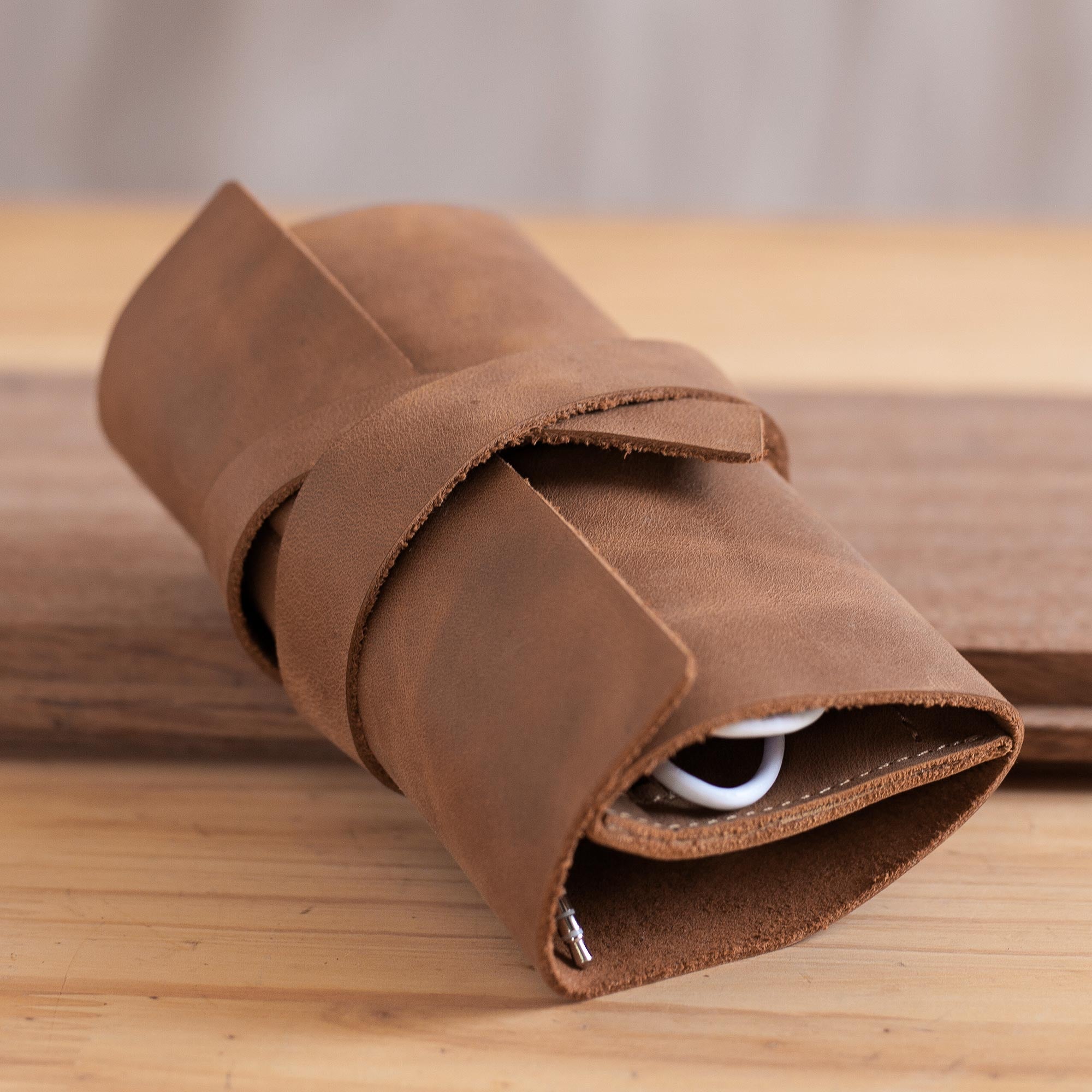 Premium Handmade Leather Cable Organizer – Rugged Modern Design from Peru