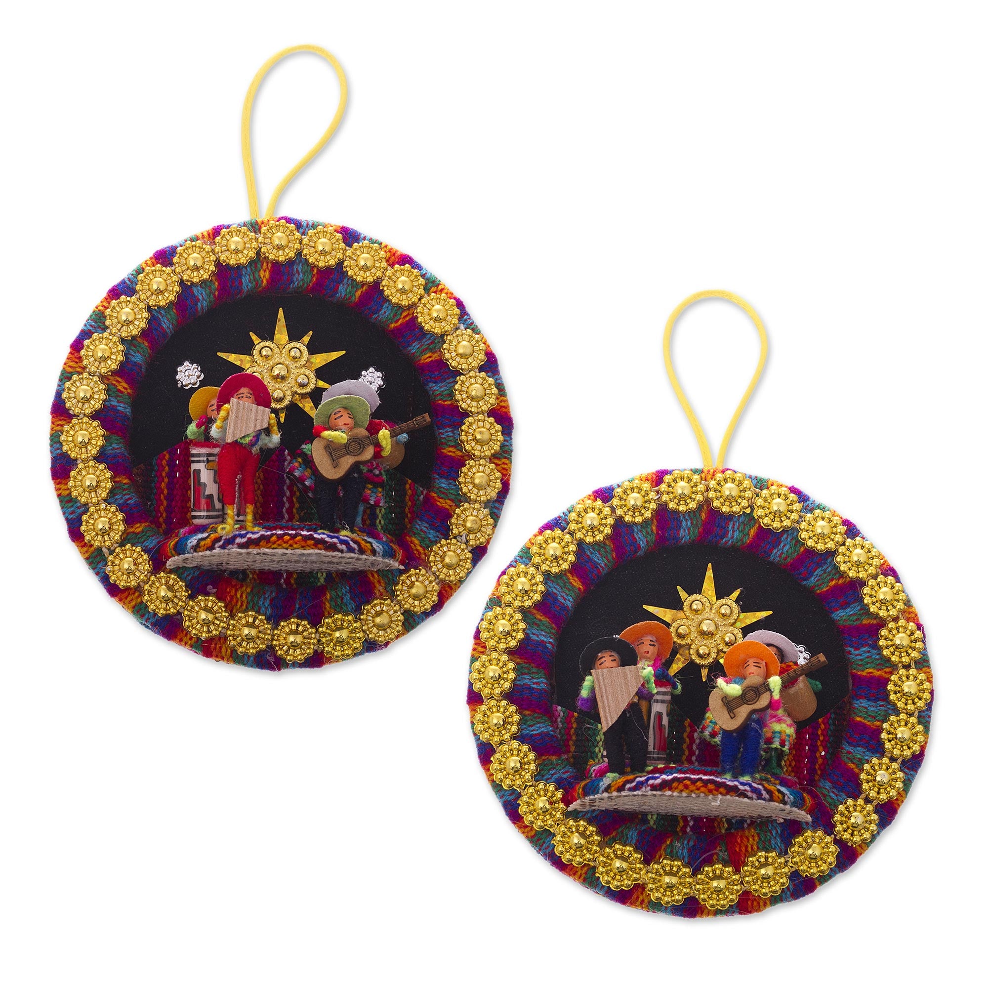 Premium Handmade Peruvian Christmas Carol Ornaments – Holiday Musician Pair