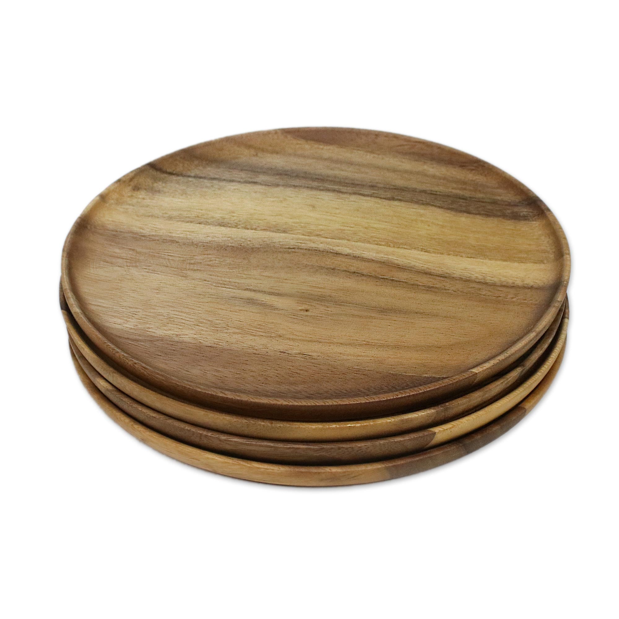 Premium Handcrafted Raintree Wood Plate Set - Eco-Friendly Dining Essentials