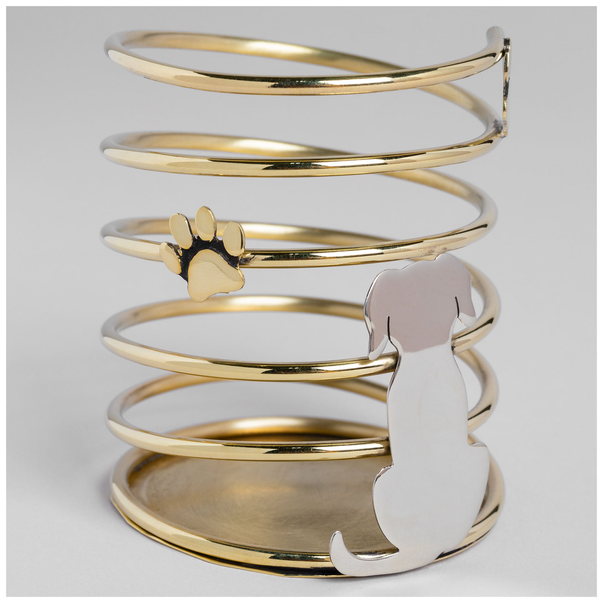 Premium Paw Print Mixed Metal Desk Organizer