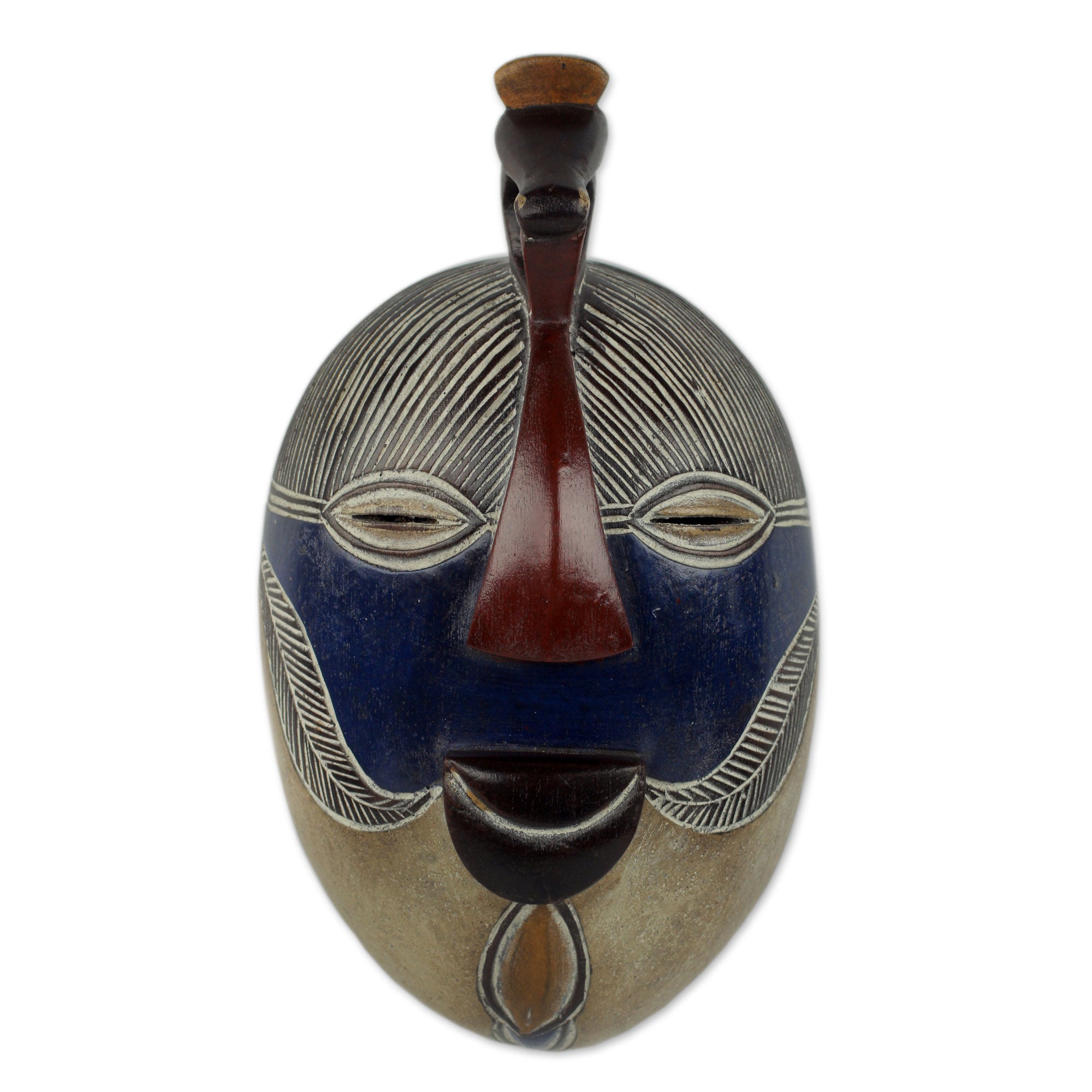 Premium Handcrafted Songye Kifwebe Wood Mask with Bird Accent - Authentic Congolese Wall Art