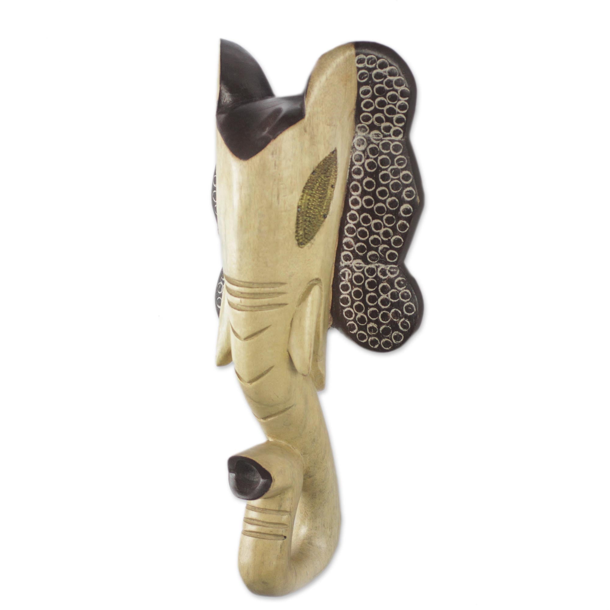 Premium Hand-Carved African Cedar Wood Elephant Wall Mask