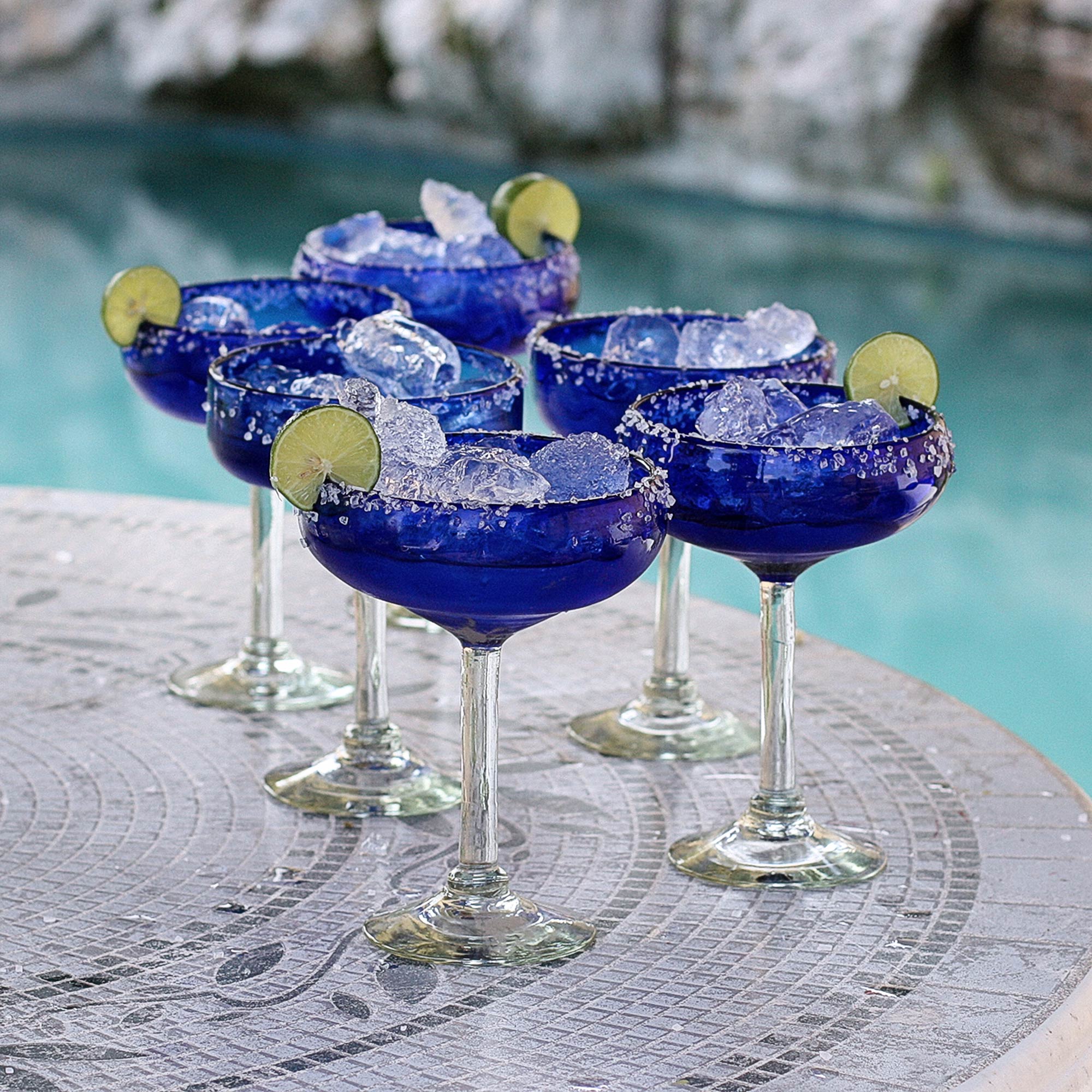 Premium Handblown Eco-Friendly Recycled Glass Margarita Set - Set of 6