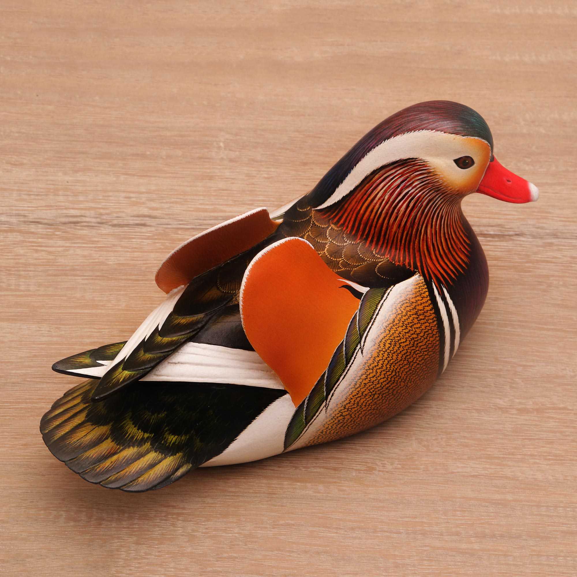 Premium Hand-Carved Mandarin Duck Wood Sculpture | Ultimate Home Decor
