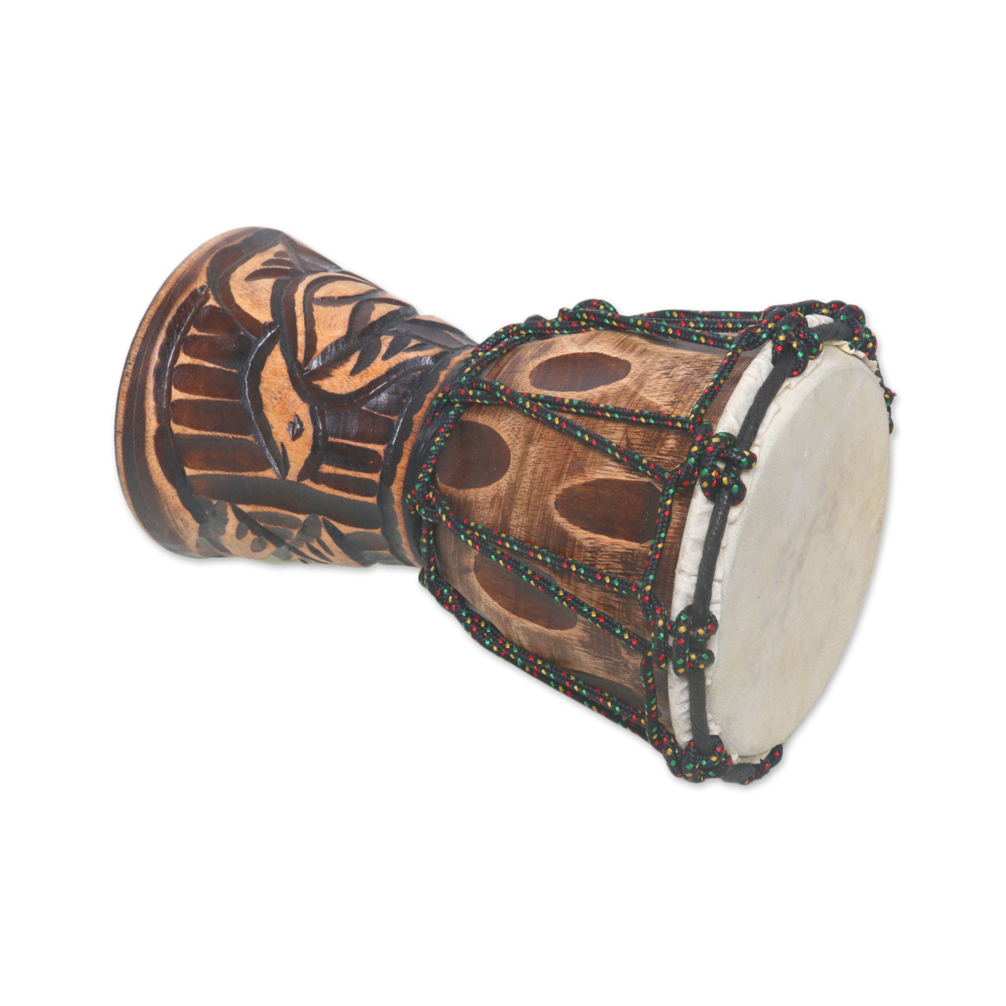 Premium Turtle-Themed Mahogany Mini Djembe Drum - Handcrafted in Bali