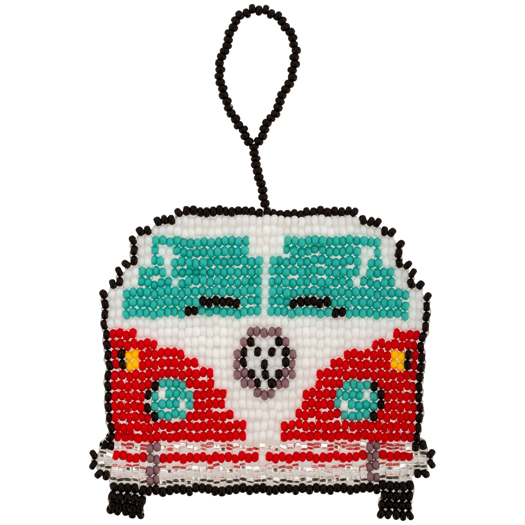 Premium Hippie Van Beaded Ornament - Retro Style