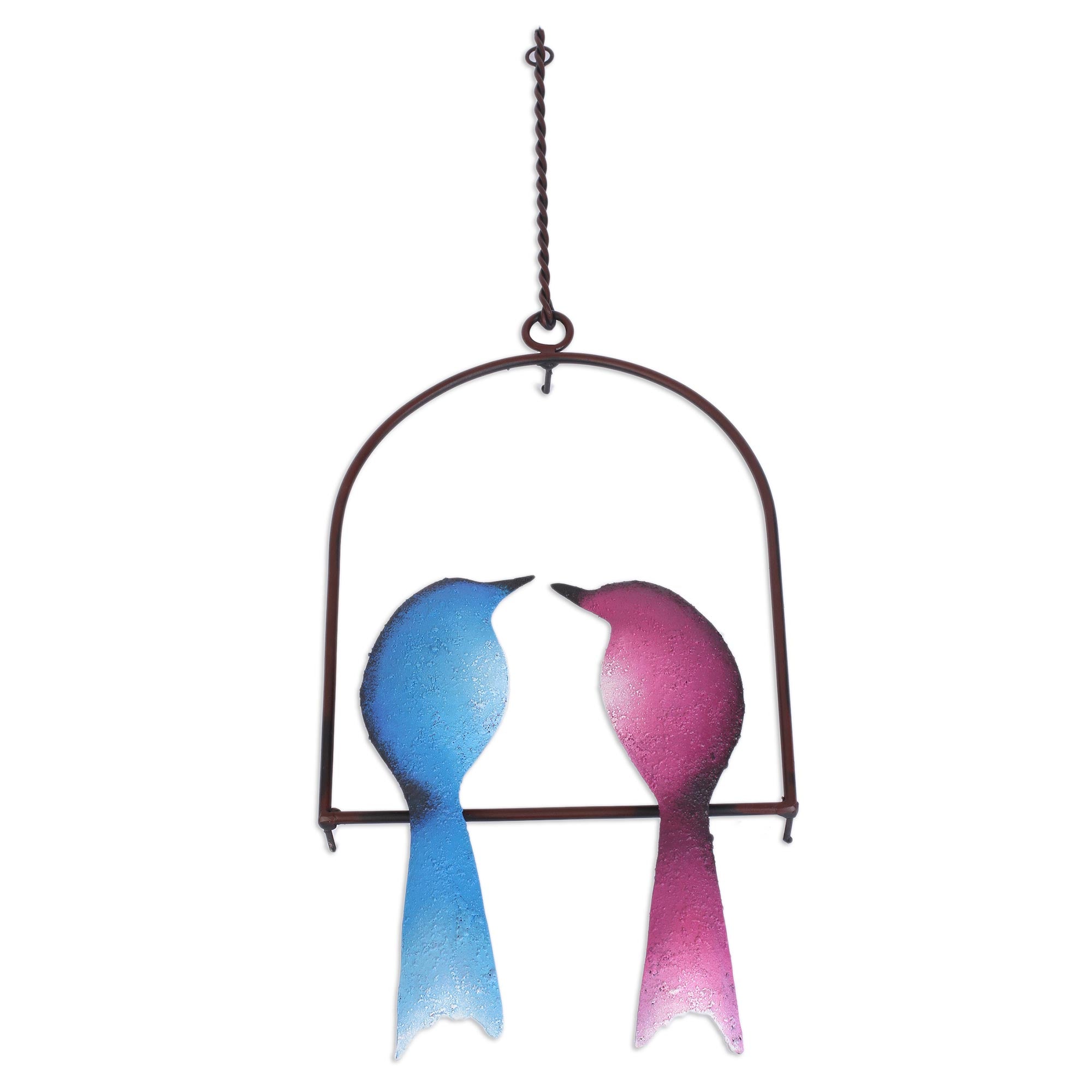 Premium Romantic Birds Steel Wall Art - Handcrafted Mexican Decor