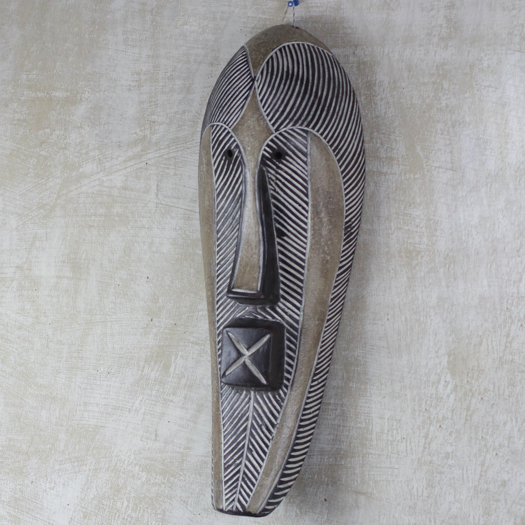 Premium Hand-Carved Songye Man African Sese Wood Wall Mask - Authentic Tribal Art