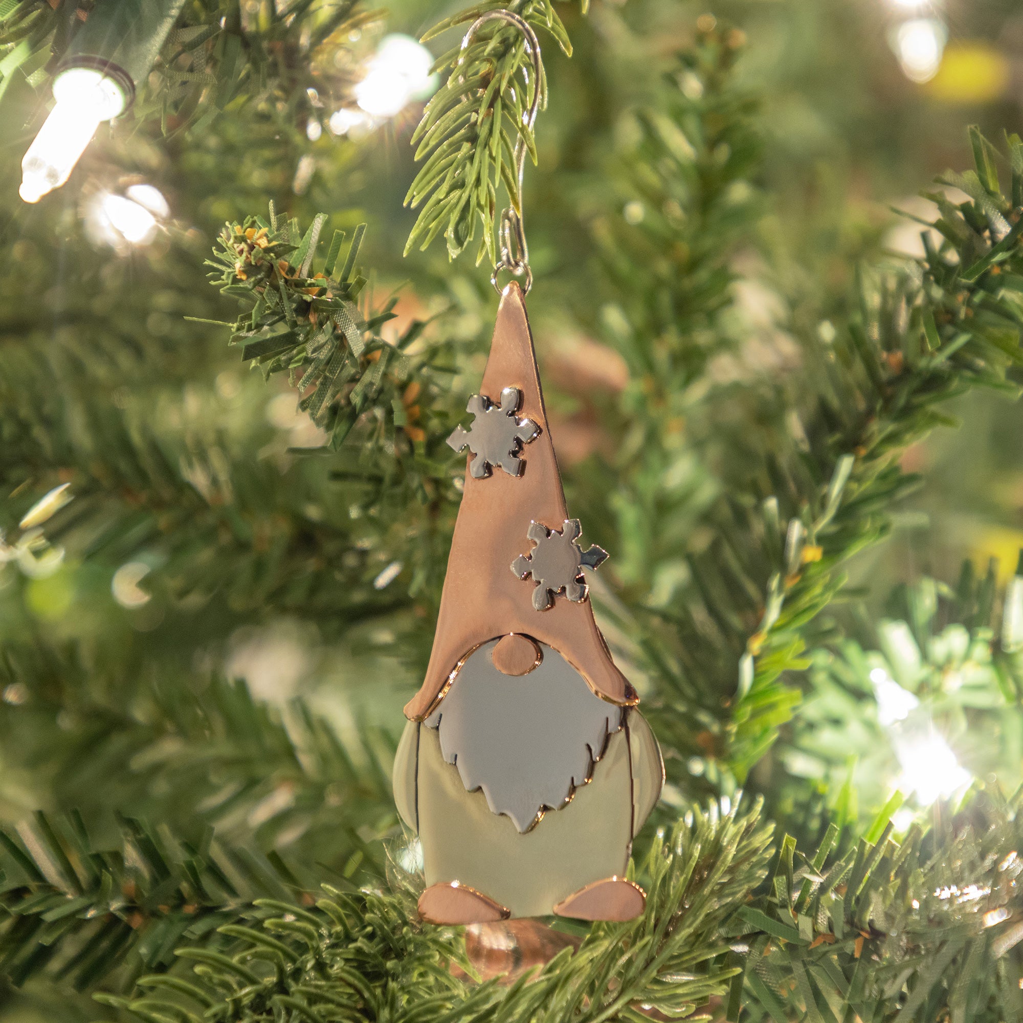Premium Handcrafted Gnome Ornament - Mixed Metal Design