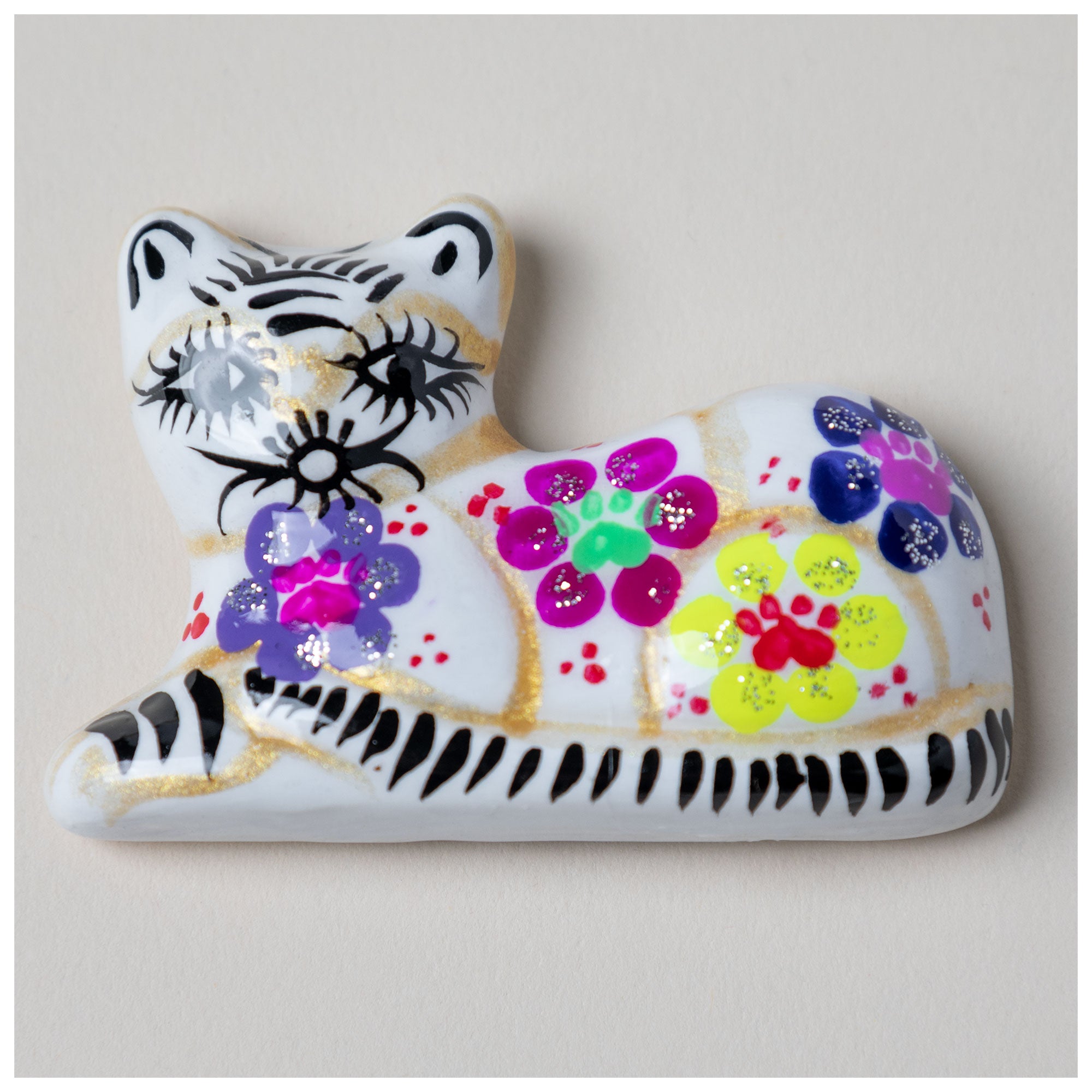 Premium Hand-Painted Ceramic Cat Magnet - Artisan Crafted