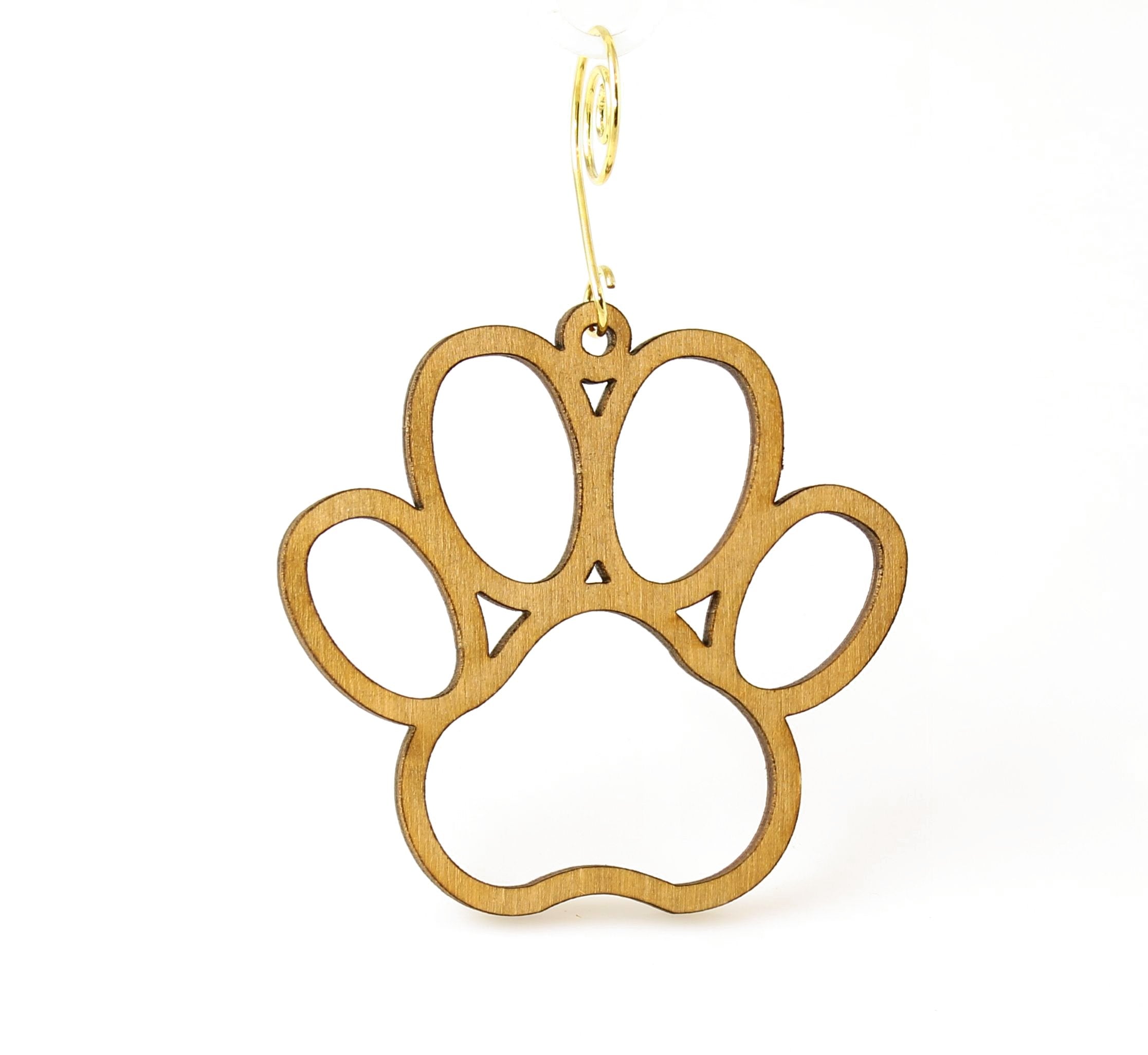 Premium Laser-Cut Paw Print Birch Wood Ornament