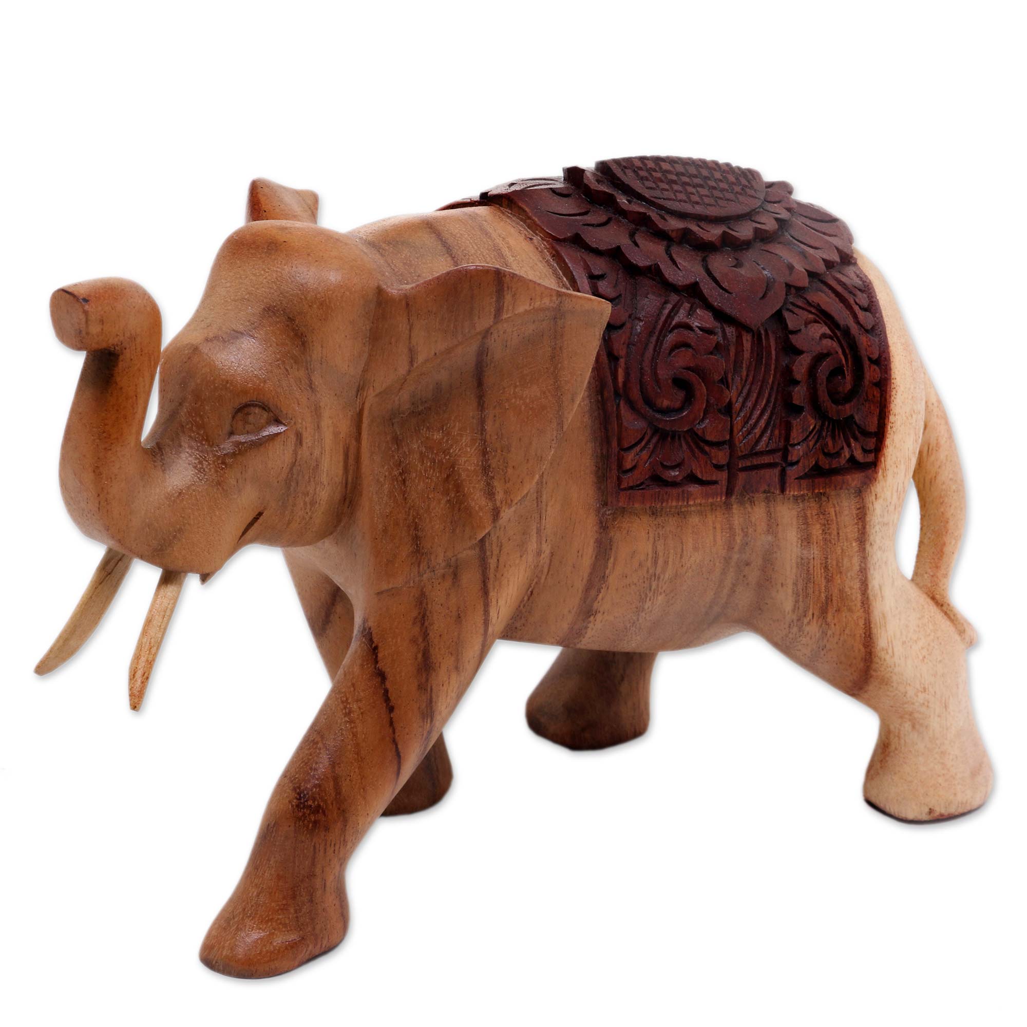 Premium Hand-Carved Elephant Parade Statue - Elegant Suar Wood Art
