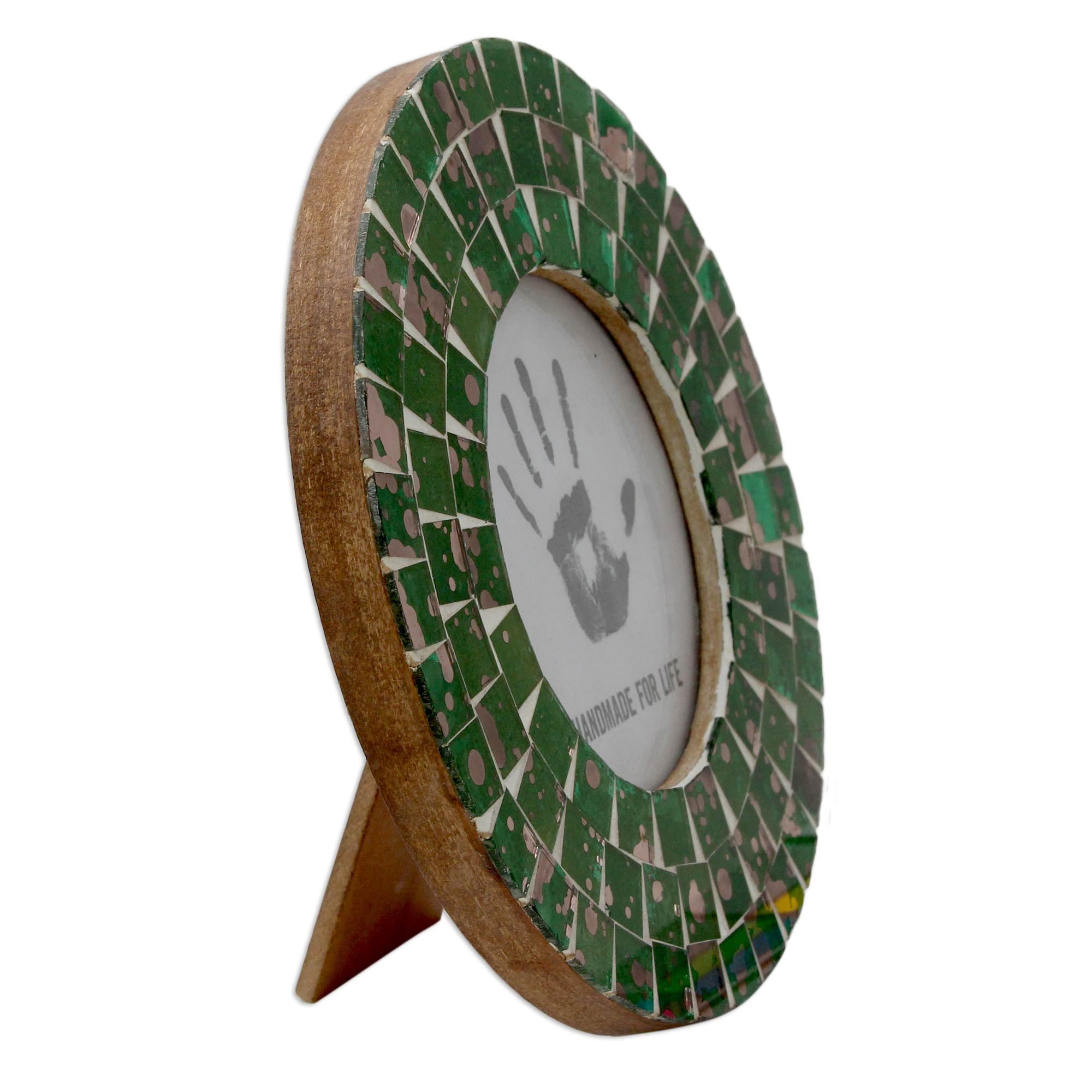 Premium Moradabad Meadows 4x4 Green Glass Handcrafted Mosaic Frame - Ultimate Home Decor