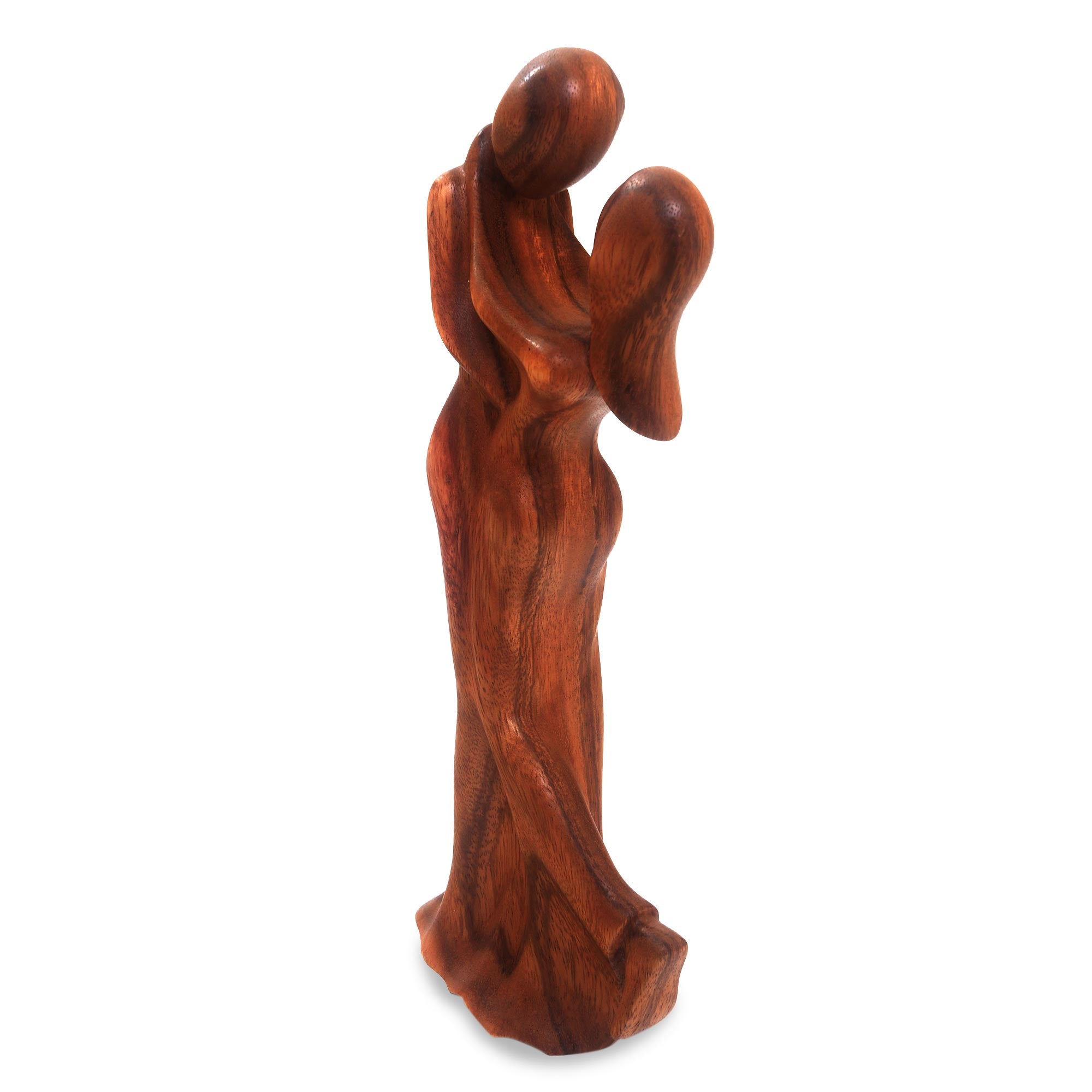 Premium Romantic Embrace Sculpture - Handcrafted Suar Wood Art from Bali
