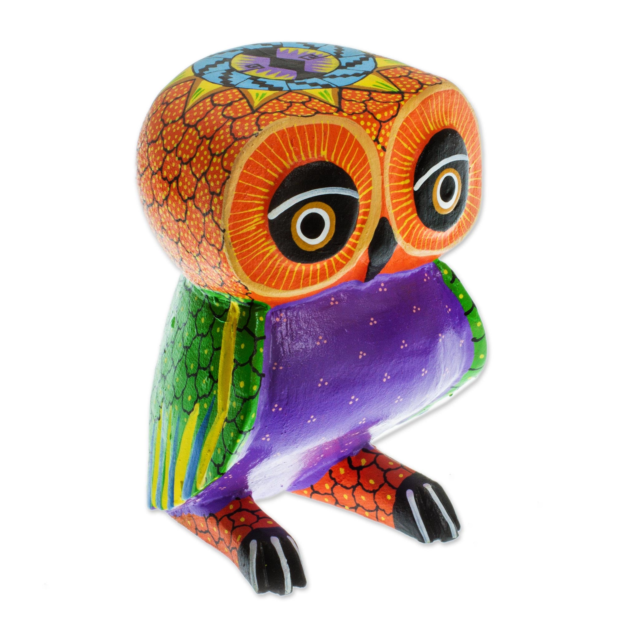 Premium Mexican Alebrije Owl Sculpture - Handcrafted Copal Wood Art