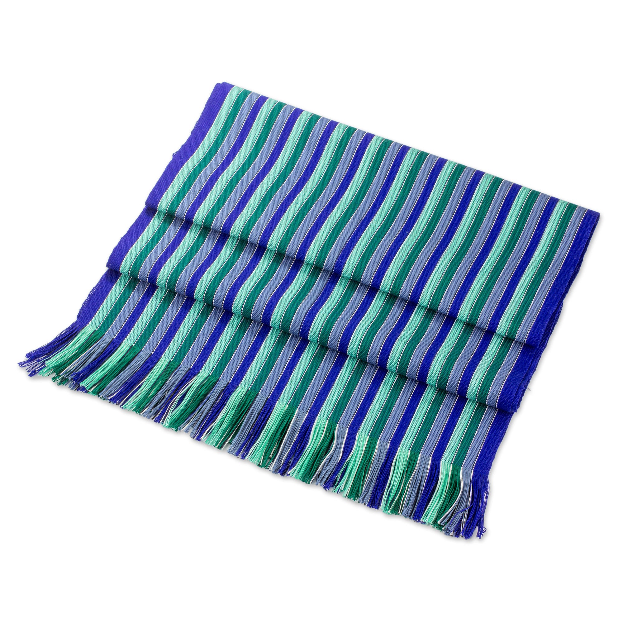 Premium Ocean Memory Striped Cotton Table Runner – Handwoven Elegance