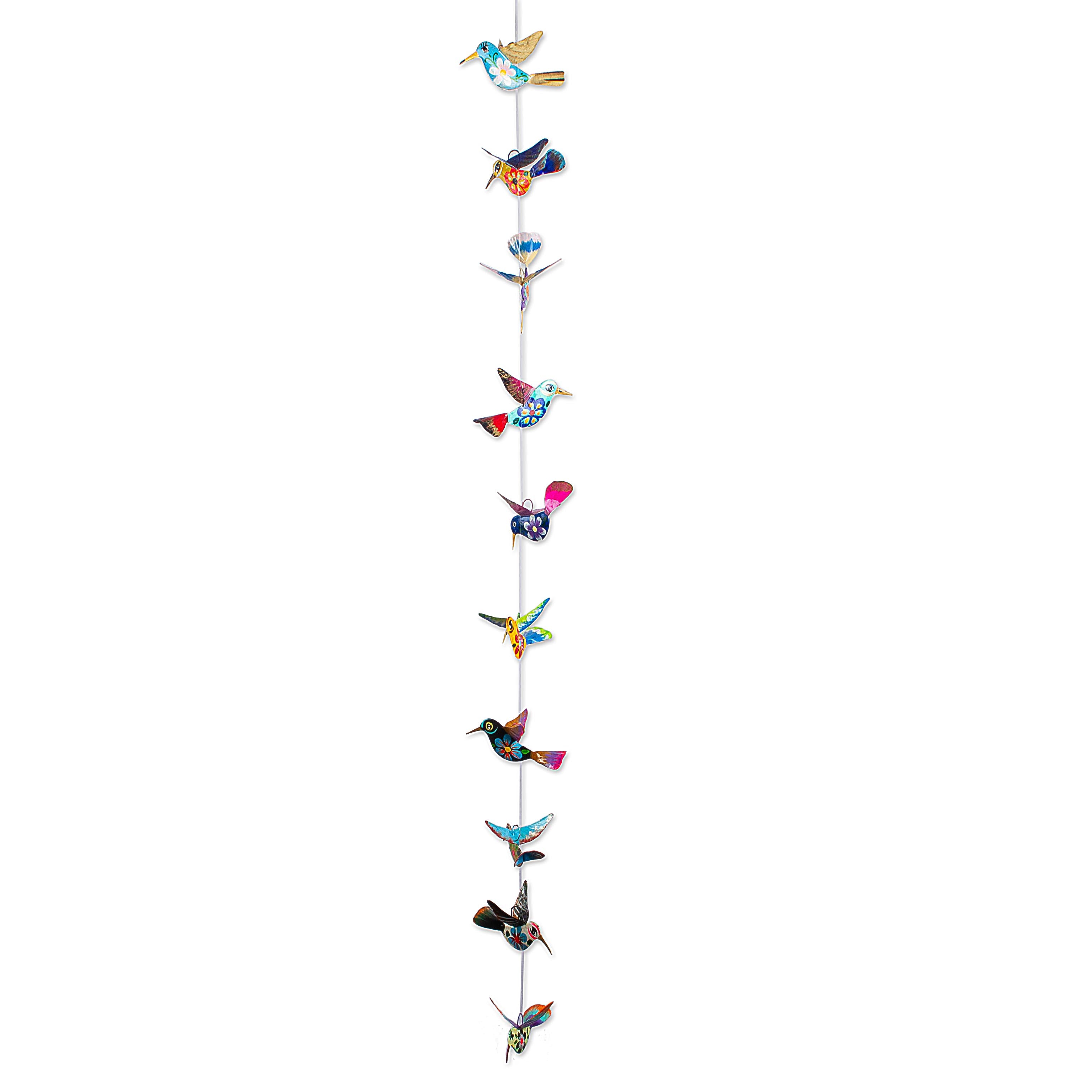 Premium Hand-Painted Hummingbird Garland - Vibrant Mexican Artistry