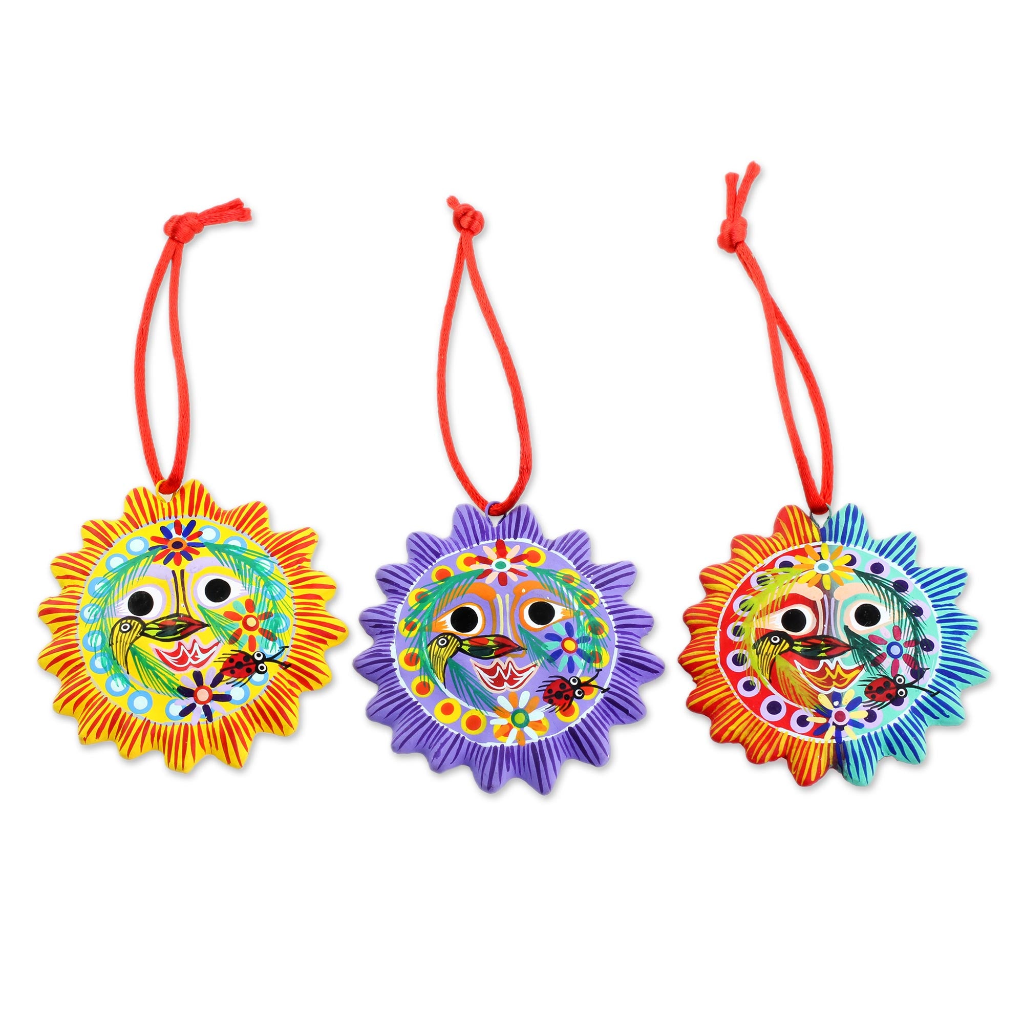 Premium Handmade Lord of the Sun Ceramic Ornaments - Set of 6