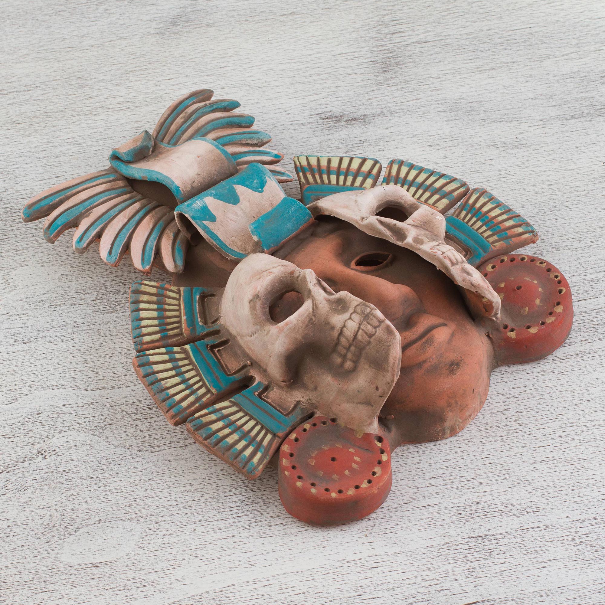 Premium Teotihuacan Ceramic Skull Mask - Handcrafted Mexican Art