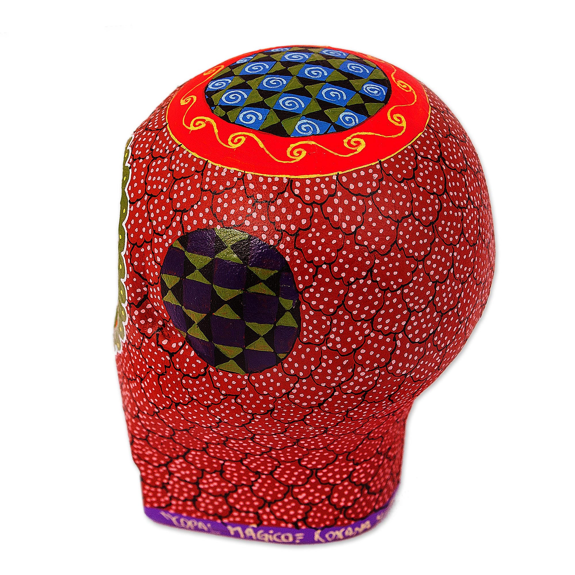 Premium Mexican Hand-Painted Terracotta Wooden Skull Figurine - Ultimate Folk Art Decor