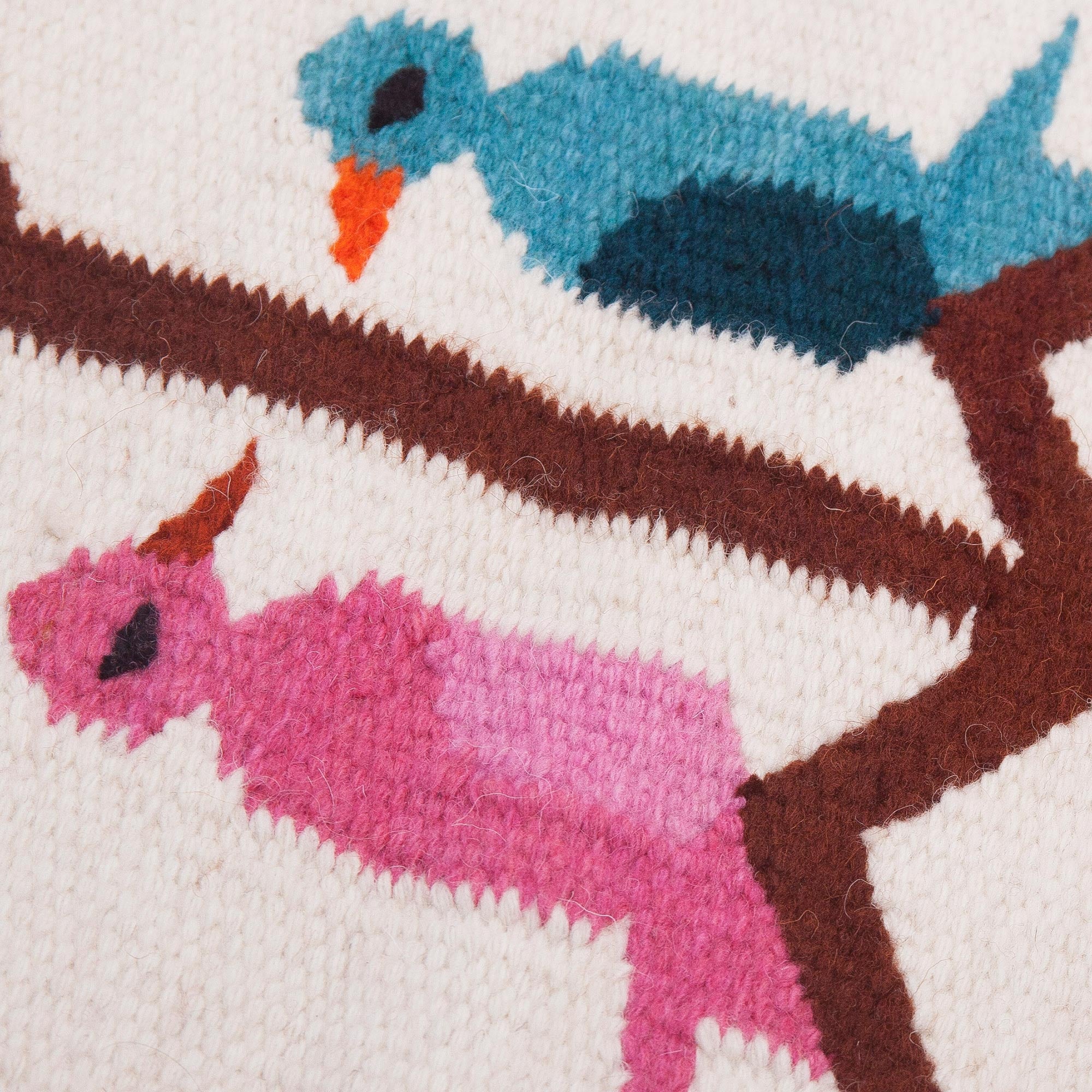 Premium Handwoven Wool Blend Bird-Themed Table Runner from Peru – Songs of the Countryside