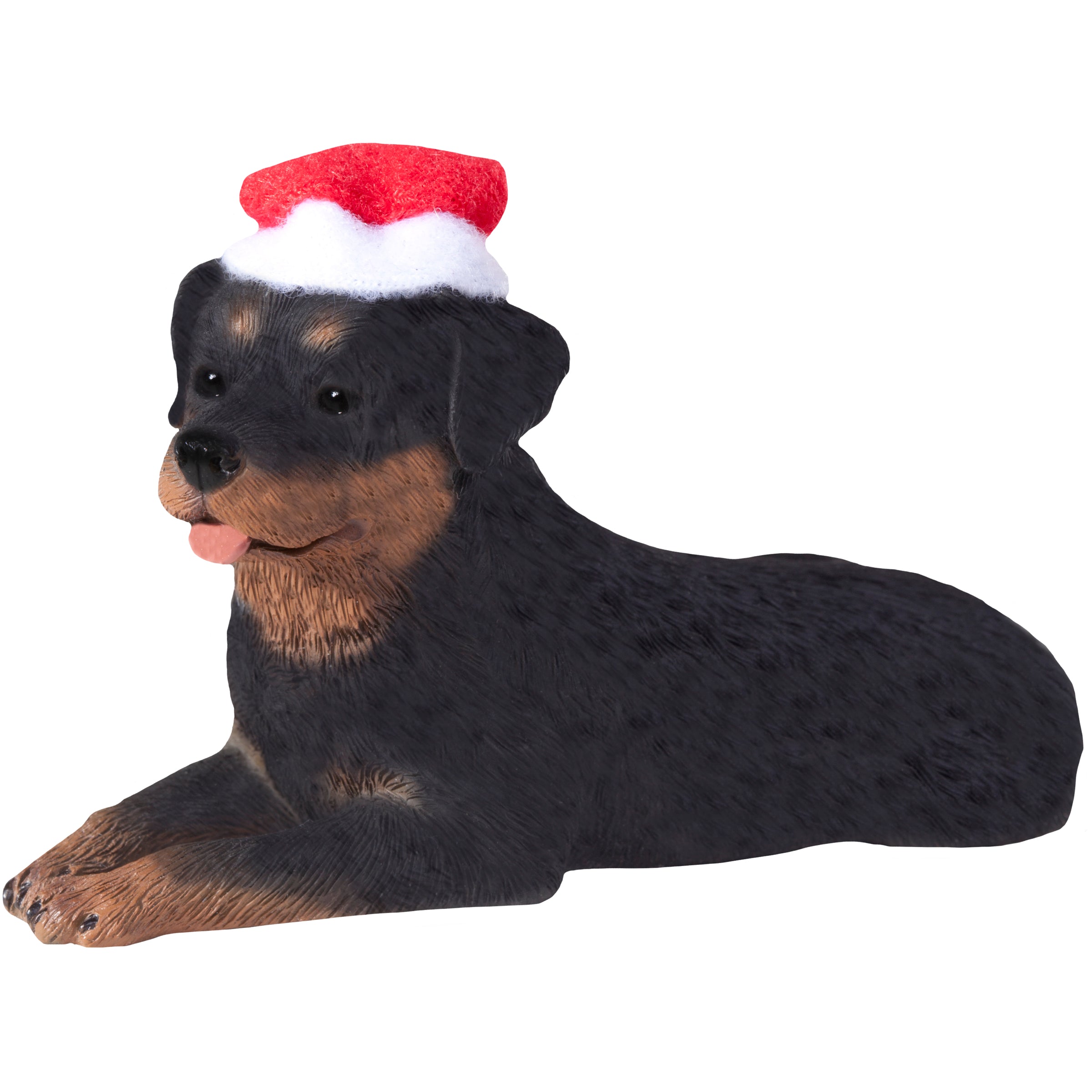 Premium Hand-Painted Rottweiler Christmas Ornament with Santa Hat