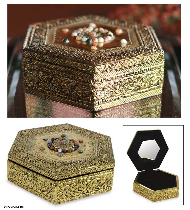 Premium Golden Era Brass Jewelry Box - Handcrafted Luxury
