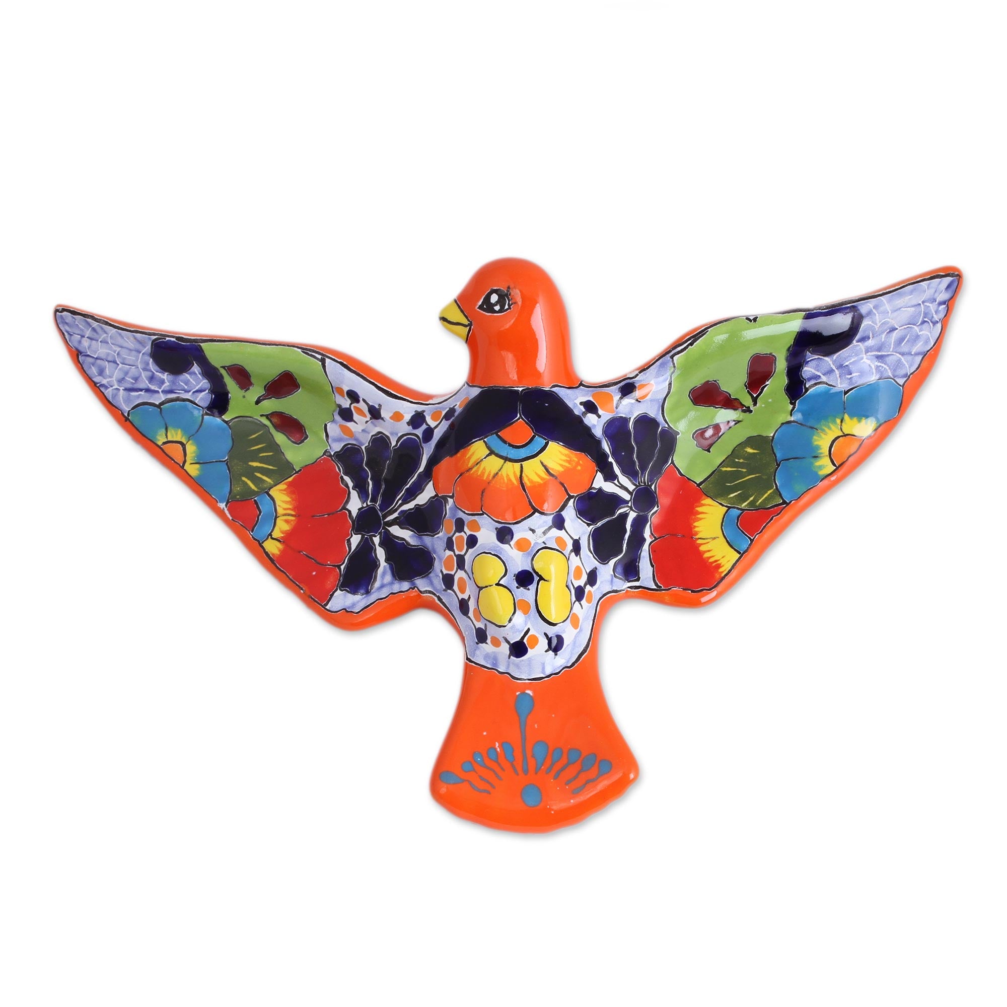 Premium Hand-Painted Ceramic Dove Wall Sculpture - Vibrant Talavera Art from Mexico