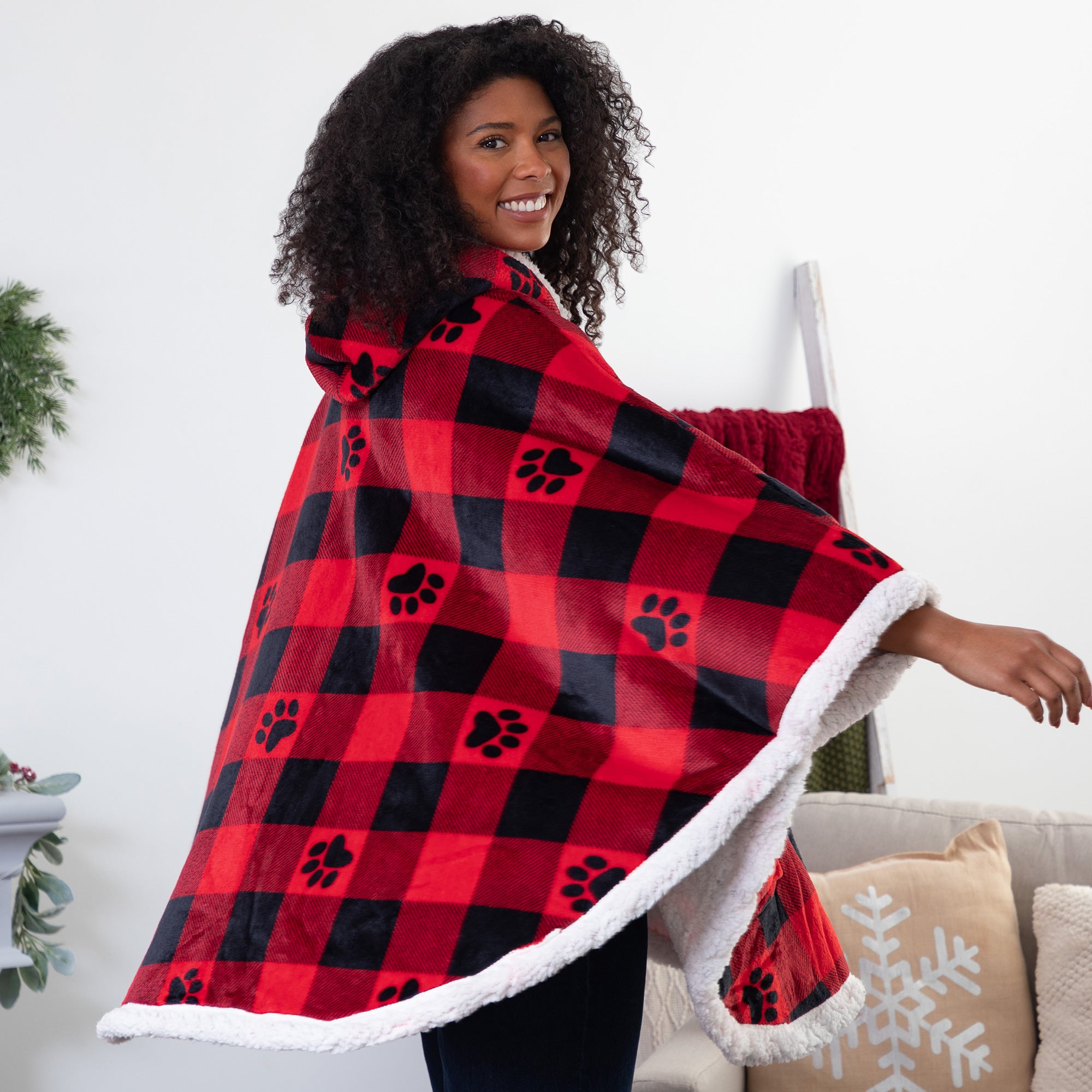 Ultimate Cozy Paw Print Hoodie Blanket - Premium Wearable Cape