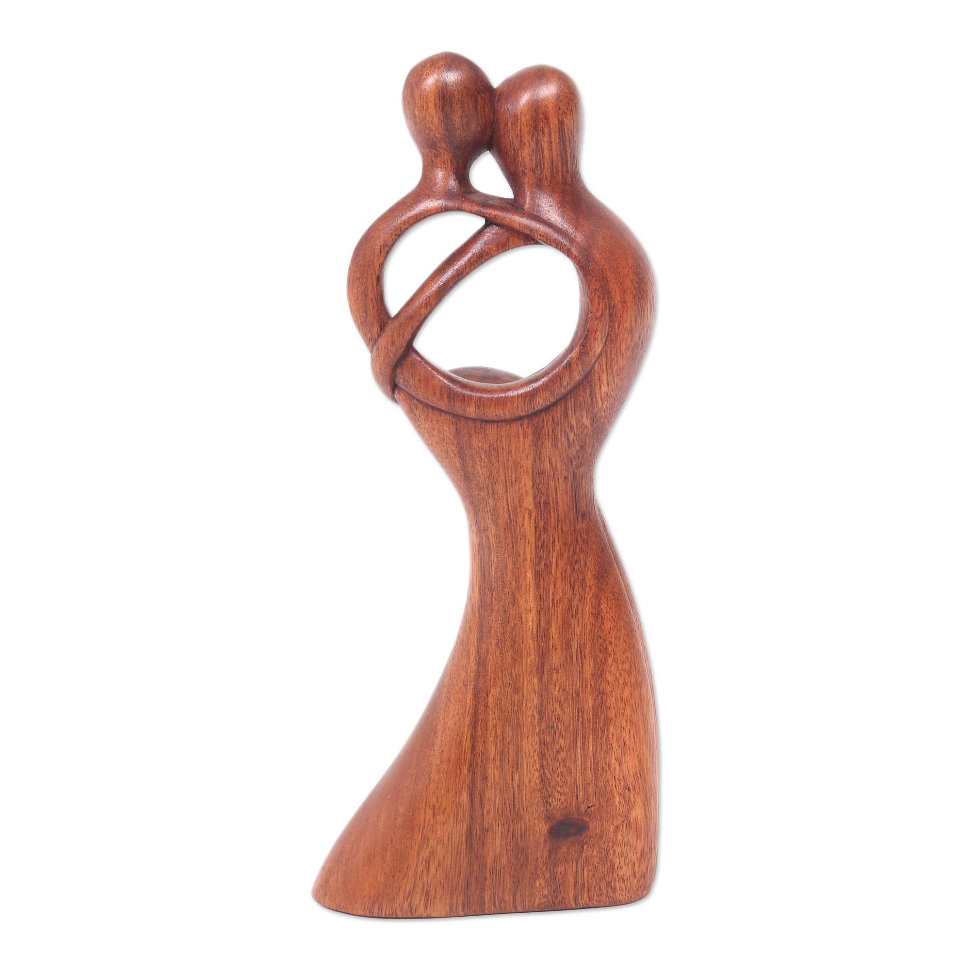 Premium Romantic Dance Wood Sculpture from Bali - Handcrafted Suar Wood Art
