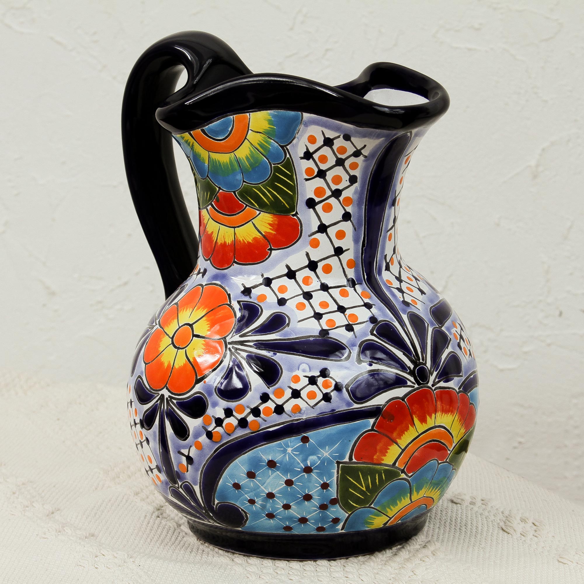 Premium Hand-Painted Talavera Ceramic Pitcher - Floral Elegance from Mexico