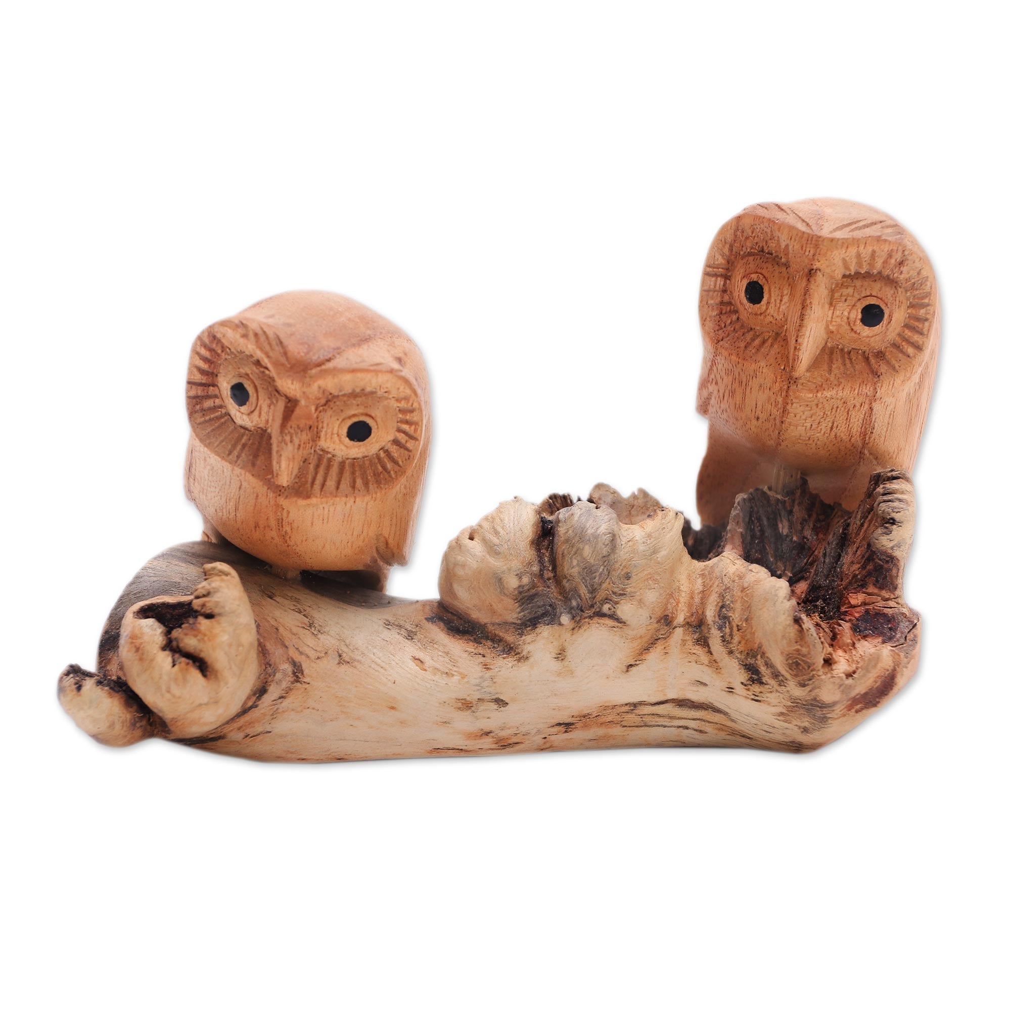 Premium Hand-Carved Owl Romance Sculpture - Sustainable Bali Art