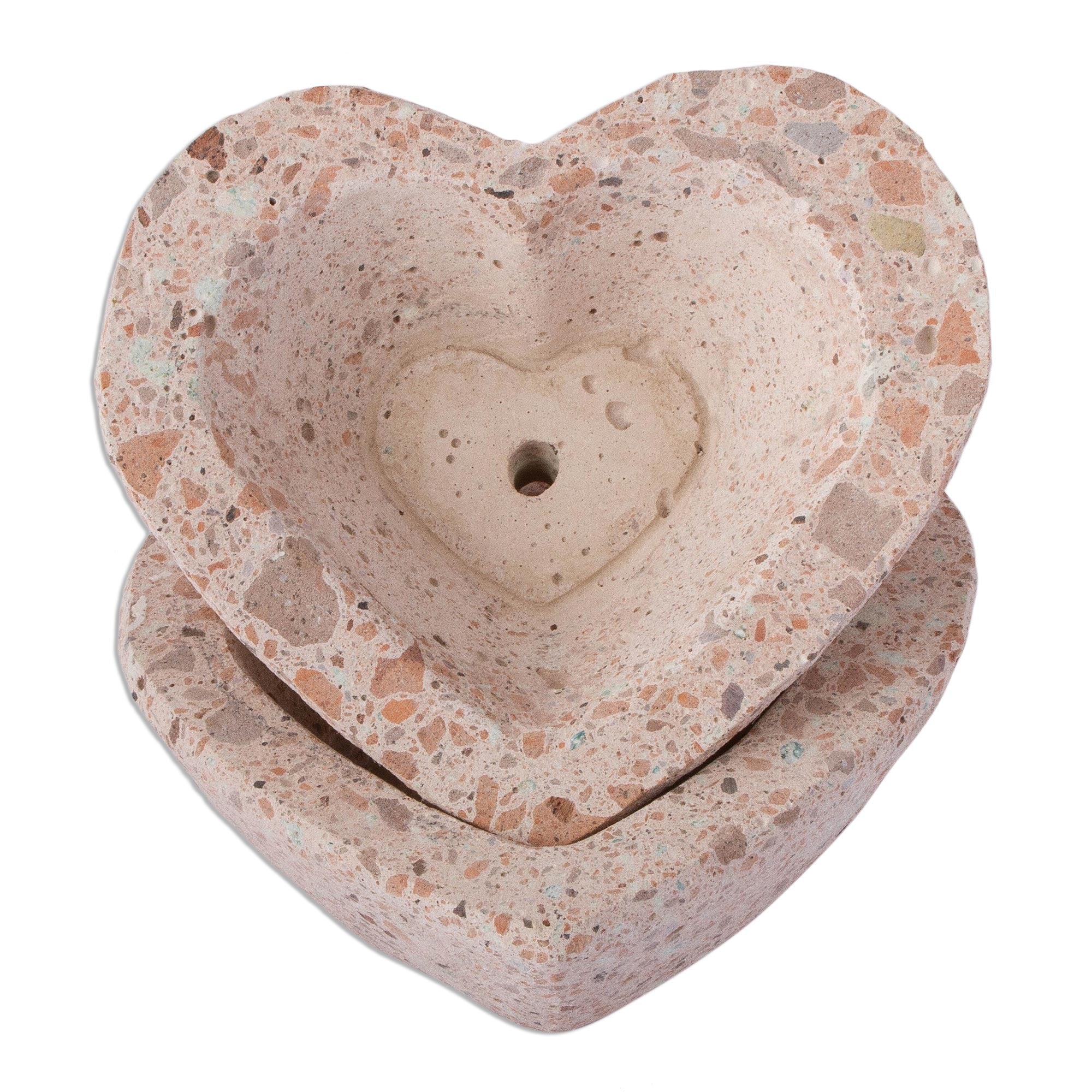 Premium Heart-Shaped Reclaimed Stone Planters - Eco-Friendly Pair