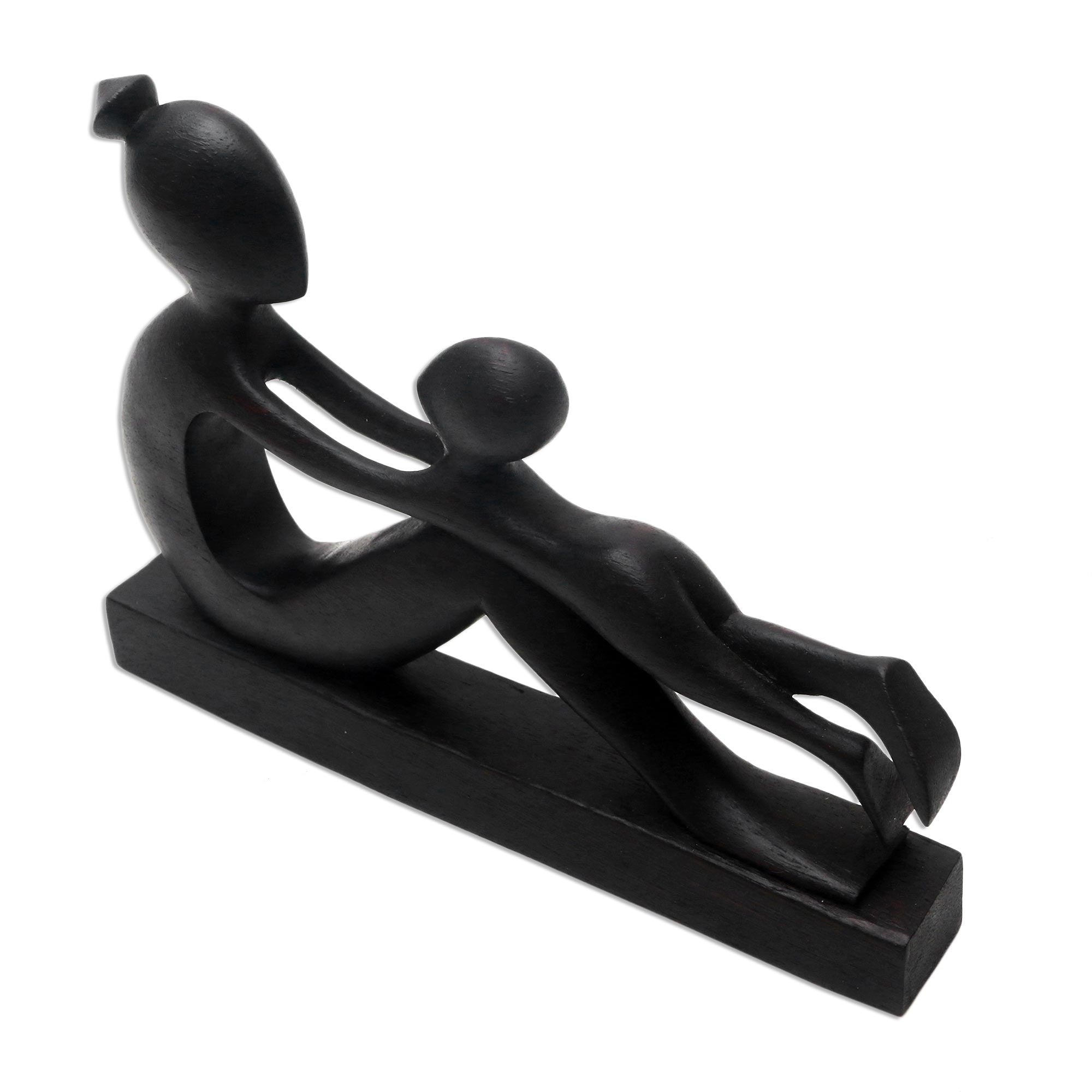 Premium Shape of Love: Handcrafted Suar Wood Mother & Child Sculpture