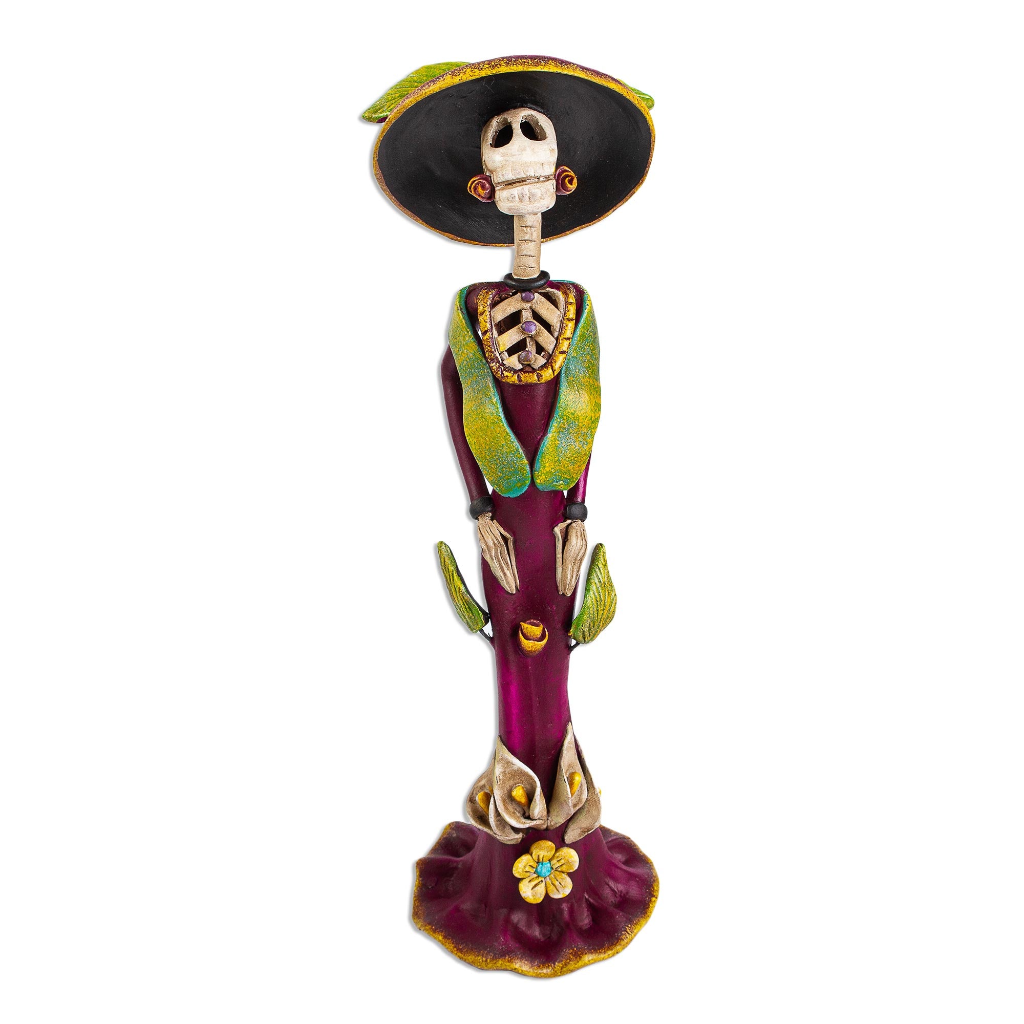 Premium Aristocratic Catrina Sculpture - Handcrafted Ceramic Art from Mexico