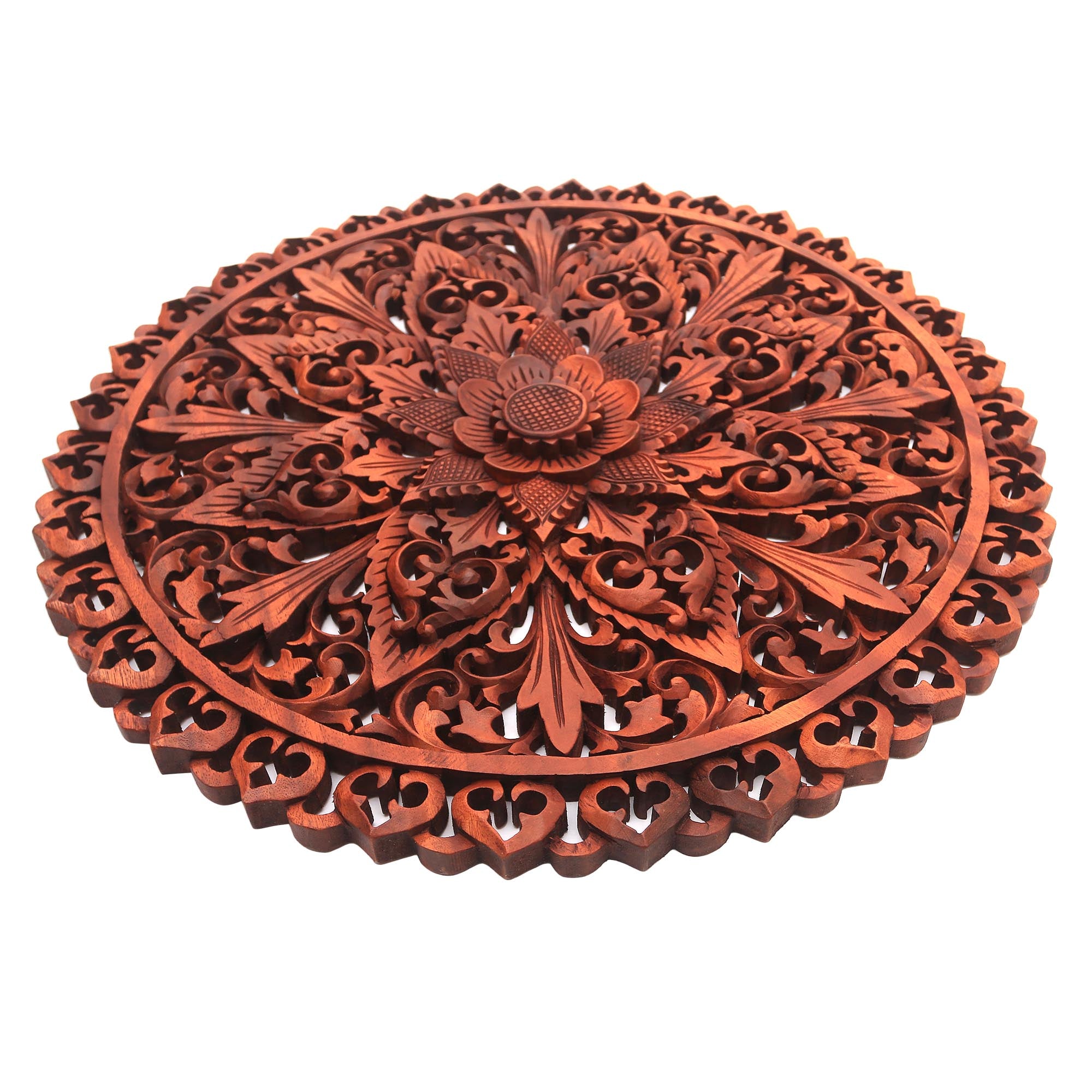 Premium Hand-Carved Suar Wood Wall Art with Flower Motif – Gallant Flower Collection