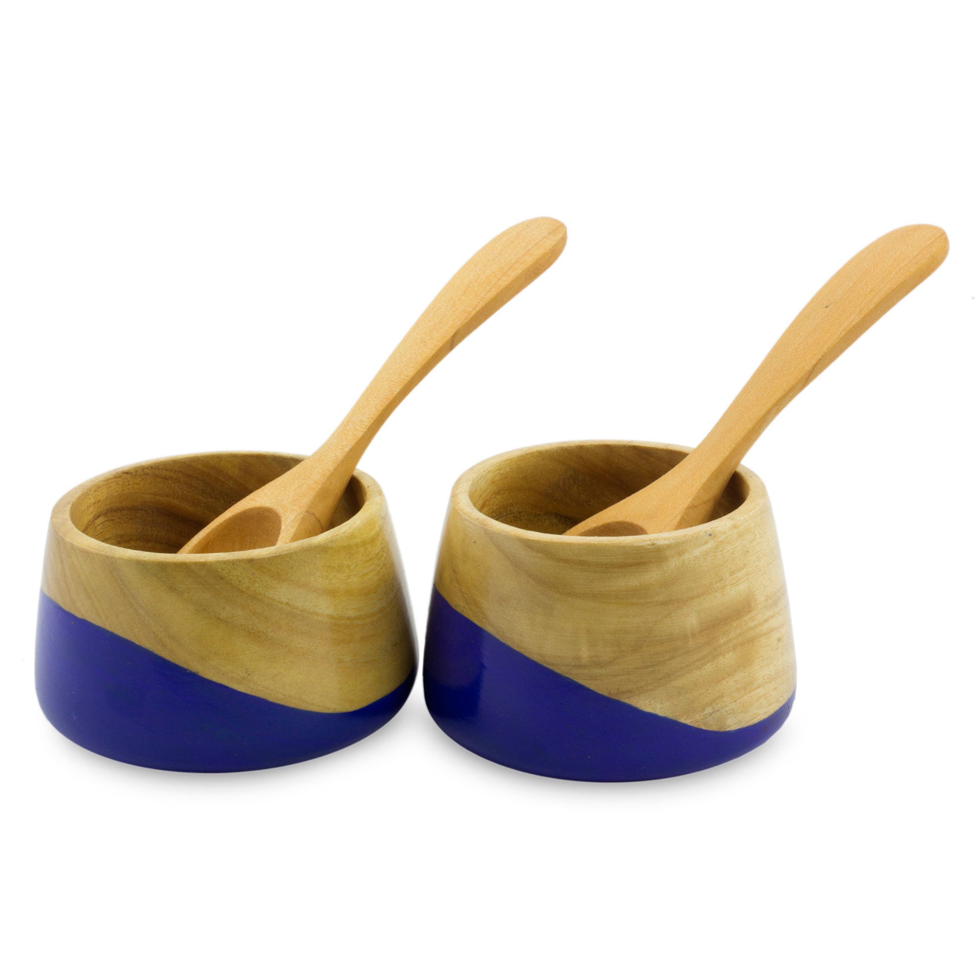 Premium Handcrafted Spicy Blue Salsa Bowls and Spoons Set