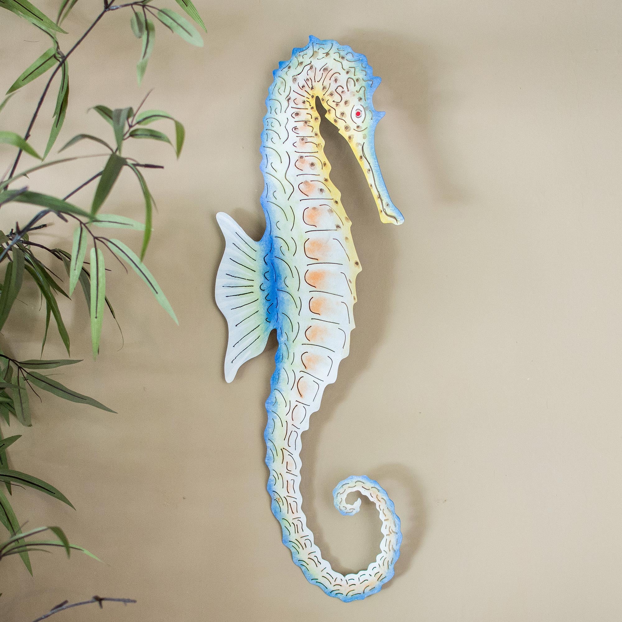 Premium Hand-Painted Steel Seahorse Wall Sculpture – Mexican Ocean Art