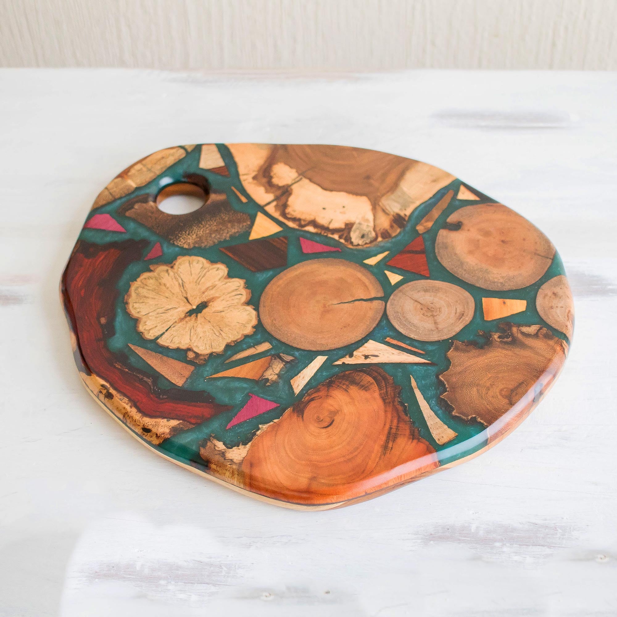 Premium Eco-Friendly Woodlands Trivet - Handcrafted Green Resin-Covered Scrap Wood