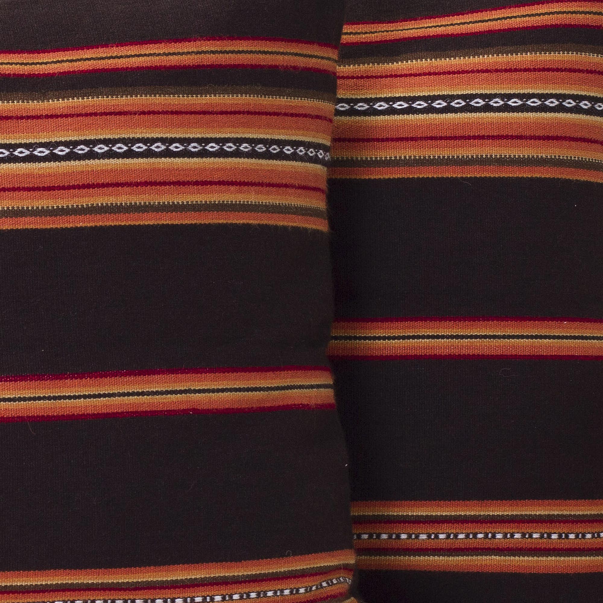 Premium Quechua Handwoven Alpaca Cushion Covers - Brown & Orange Pair