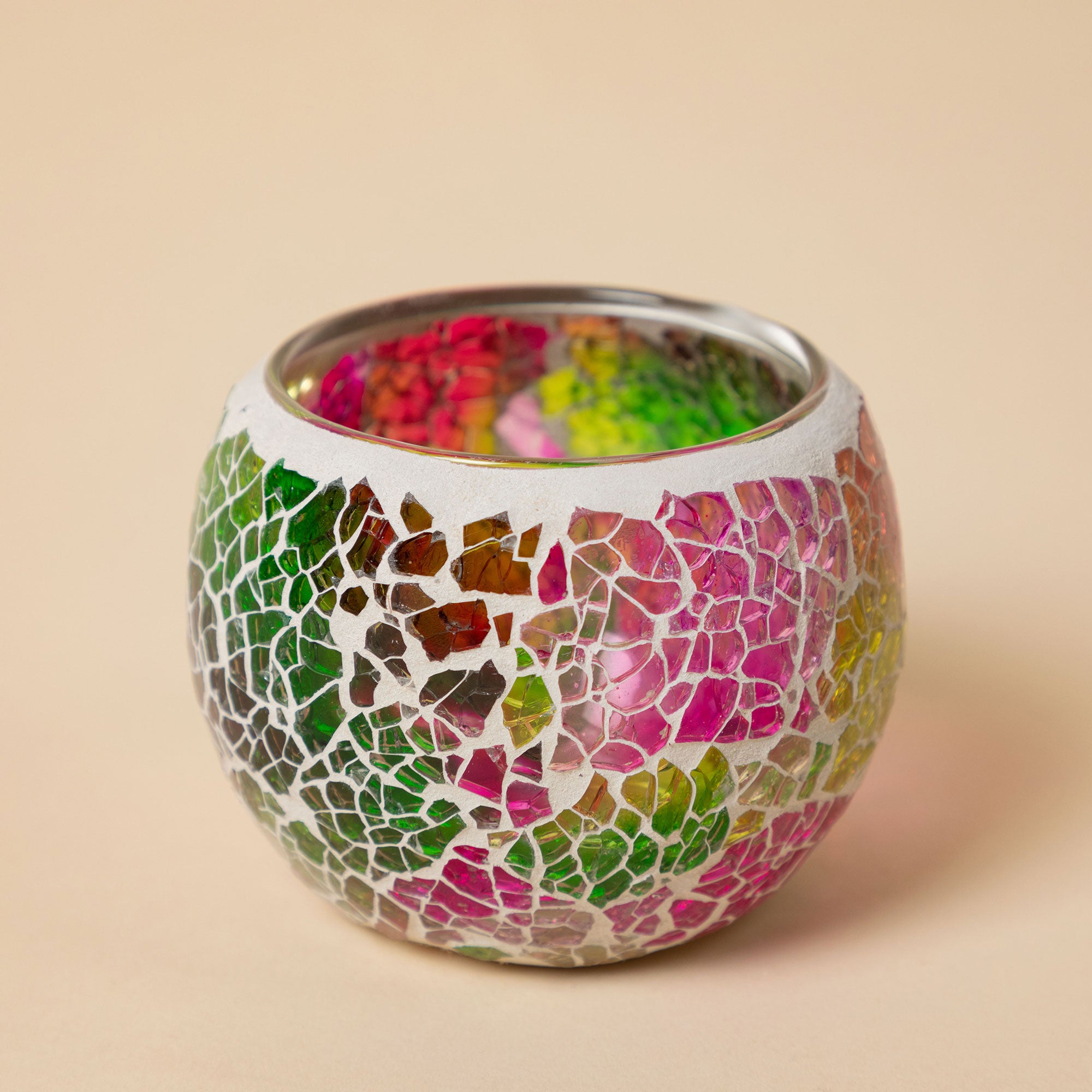 Premium Mosaic Glass Votive Holders - Set of 3