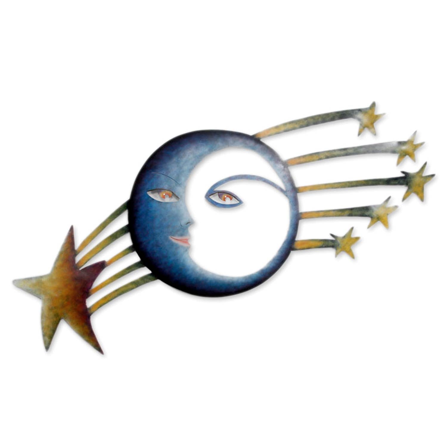 Premium Cosmic Consciousness Handcrafted Steel Wall Art – Sun & Moon Design