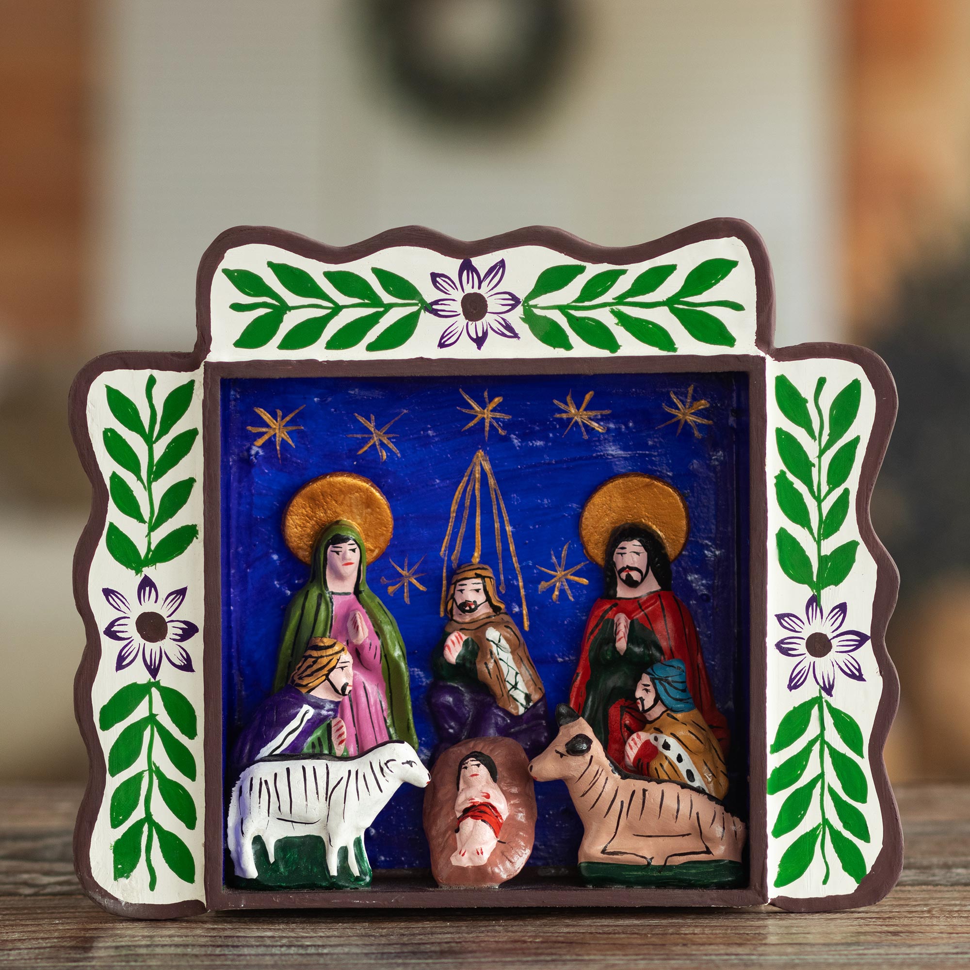 Premium Three Kings Christmas Retablo - Handcrafted Ayacucho Nativity Scene from Peru