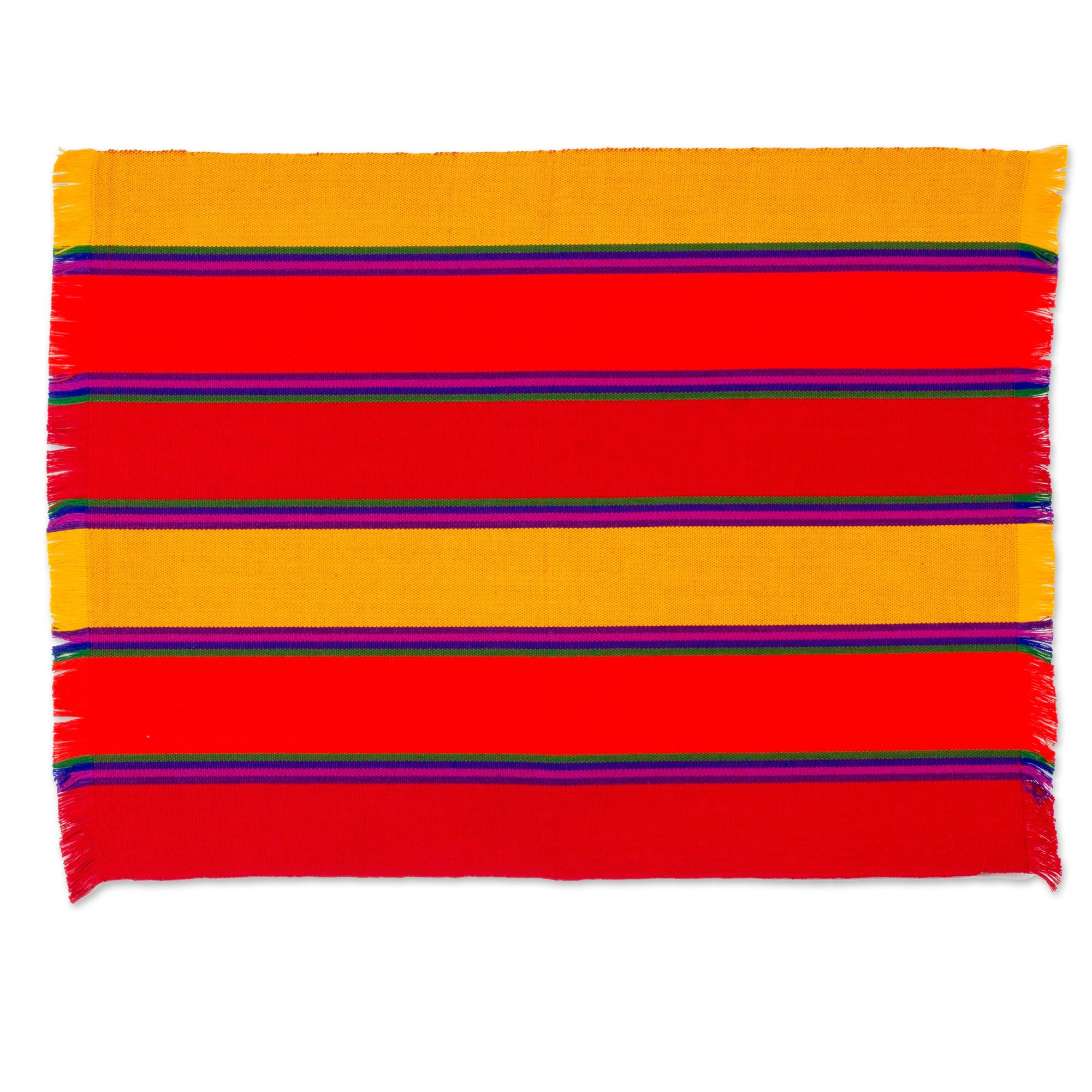 Premium Handwoven Cotton Placemats - Sunset Striped Set of 6 from Guatemala