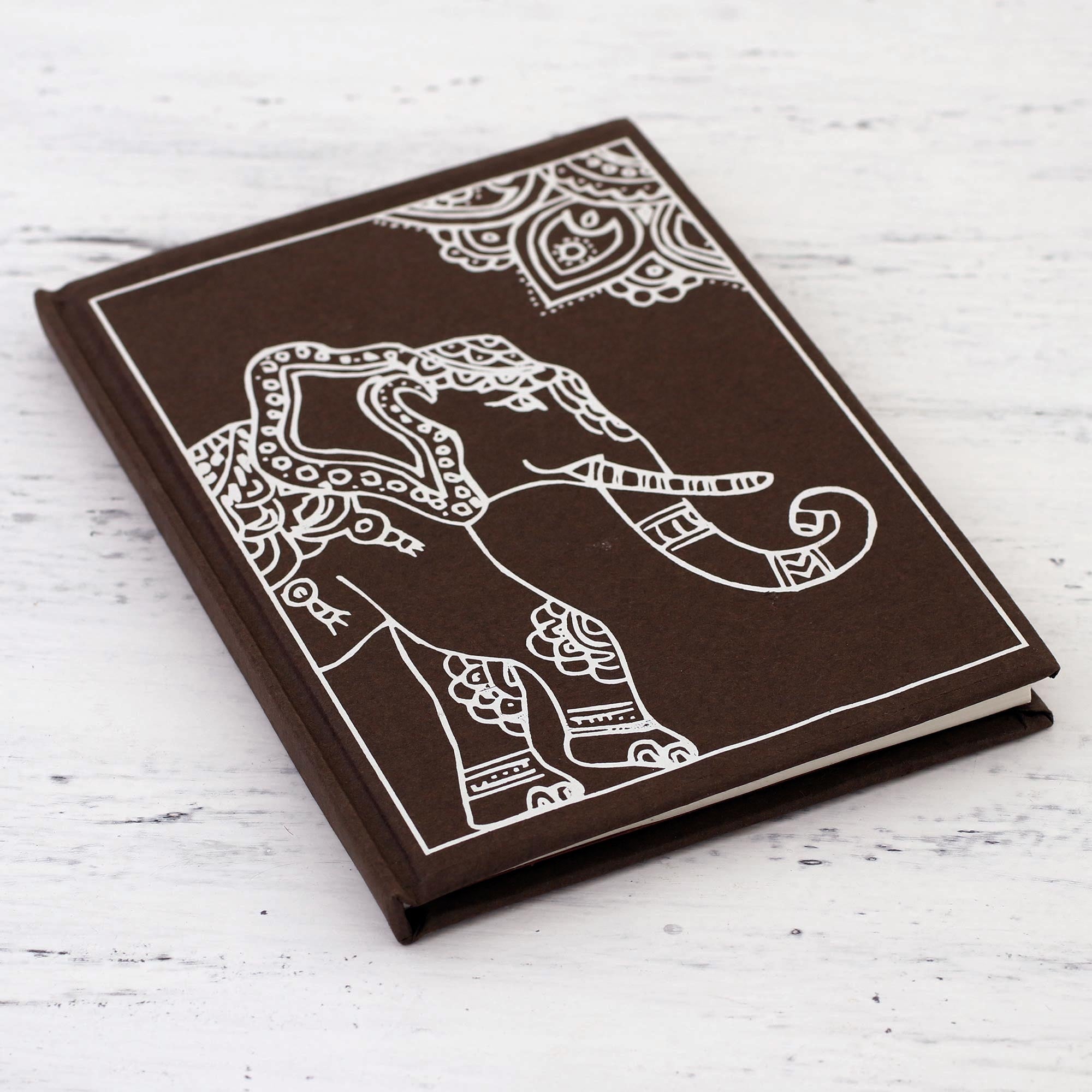 Premium Royal Gajraj Elephant Handmade Journal - Mahogany Edition
