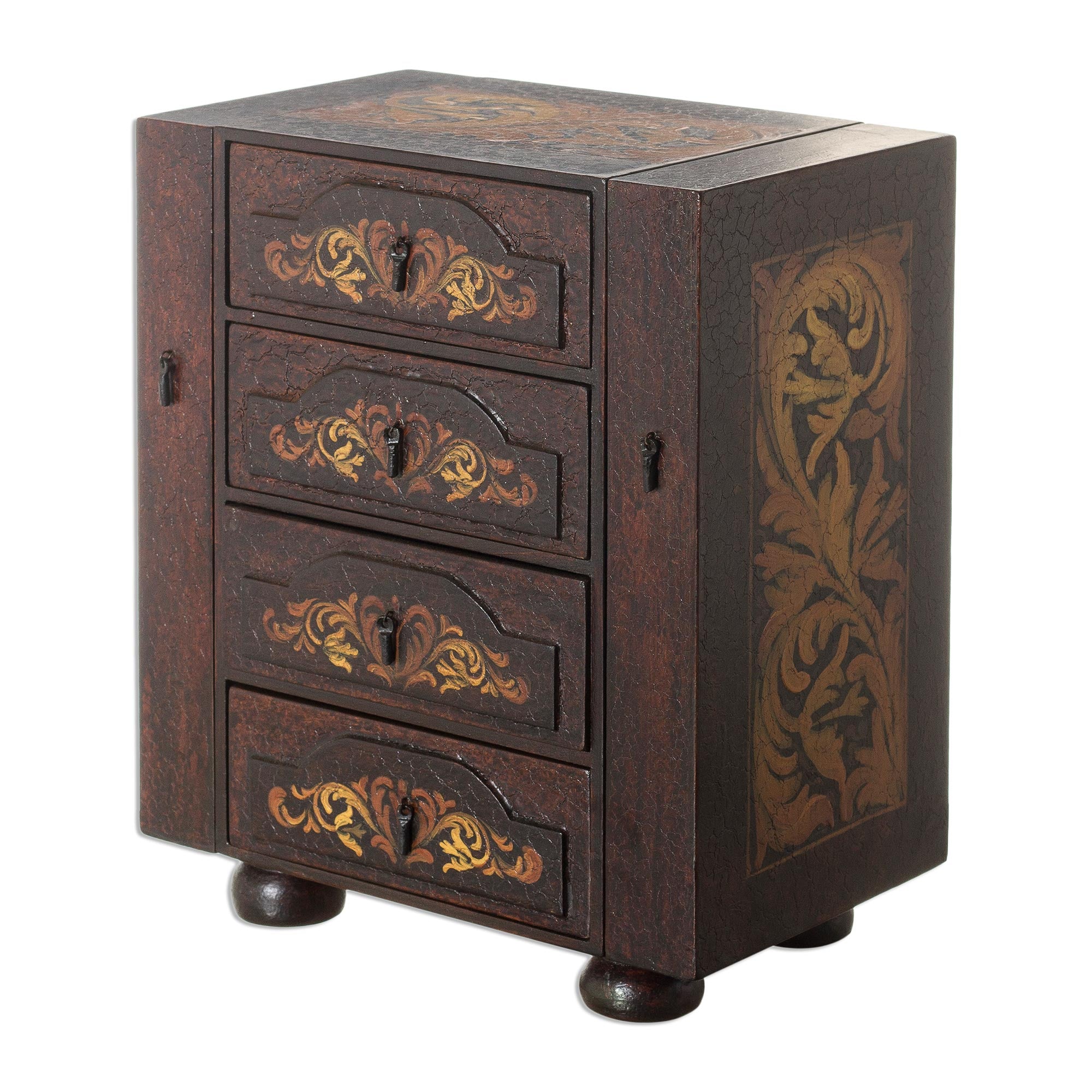 Premium Royal Heritage Hand-Painted Cedar Jewelry Box - Peruvian Artisan Crafted