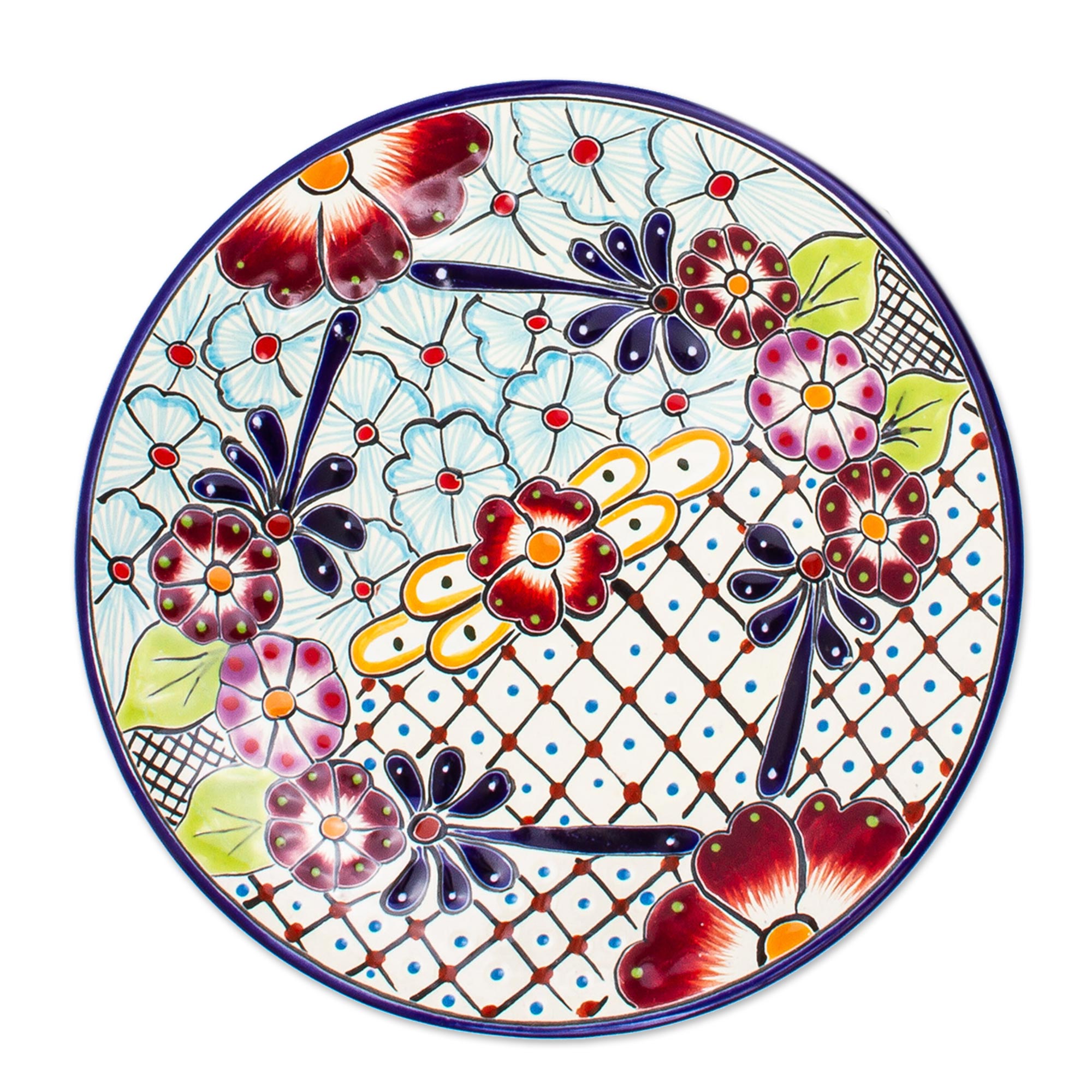 Premium Handcrafted Talavera-Style Dinner Plates from Mexico (Pair)