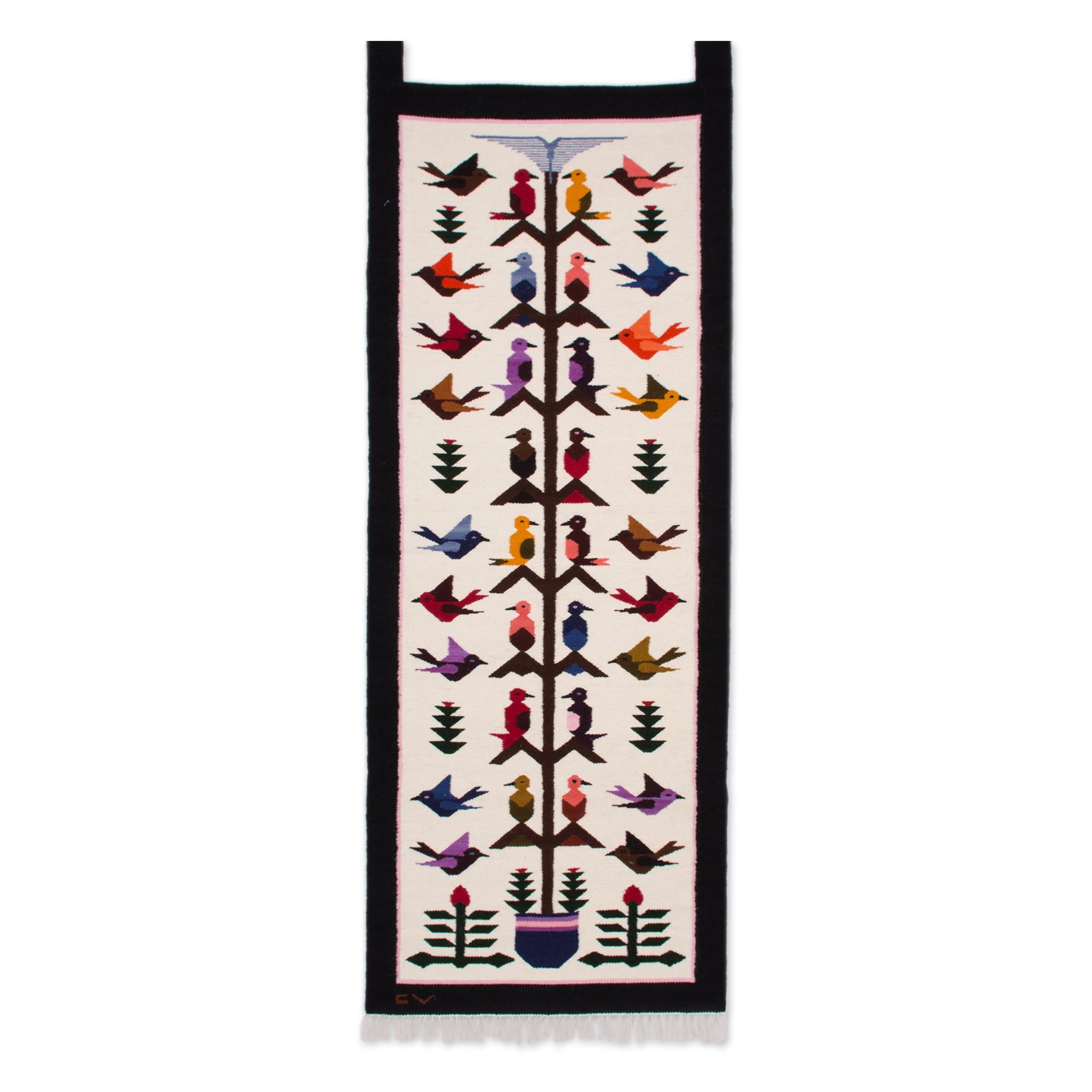 Premium Fair Trade Hummingbird Wool Tapestry - Winter Andean Art